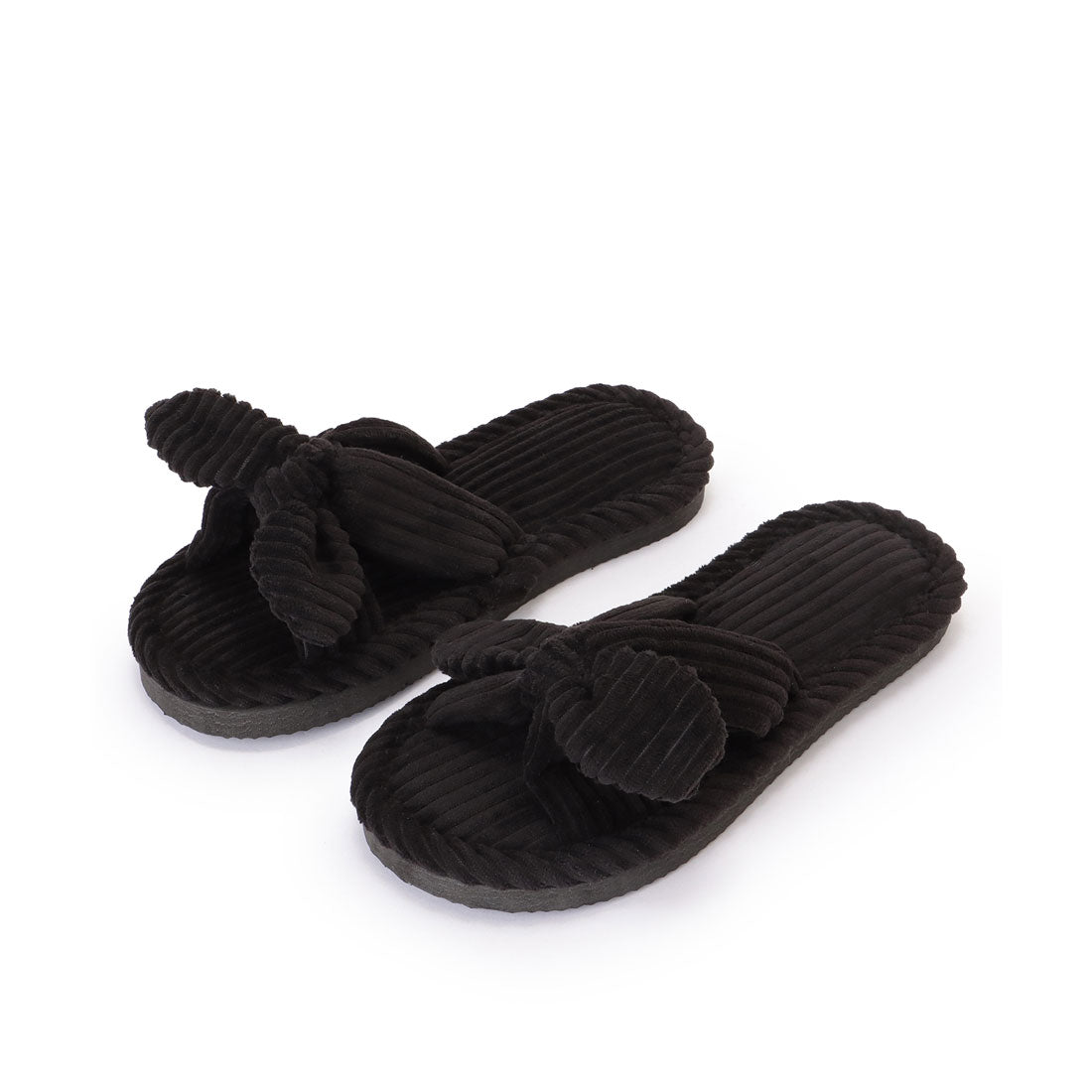 Lace Ladies Corduroy Ribbon Open Room Slippers