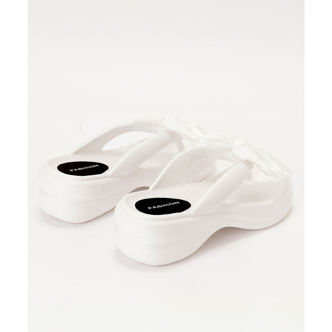 レースレディース Lace Ladies サテン リボン EVA 厚底 トング サンダル （ブラック） ブラック