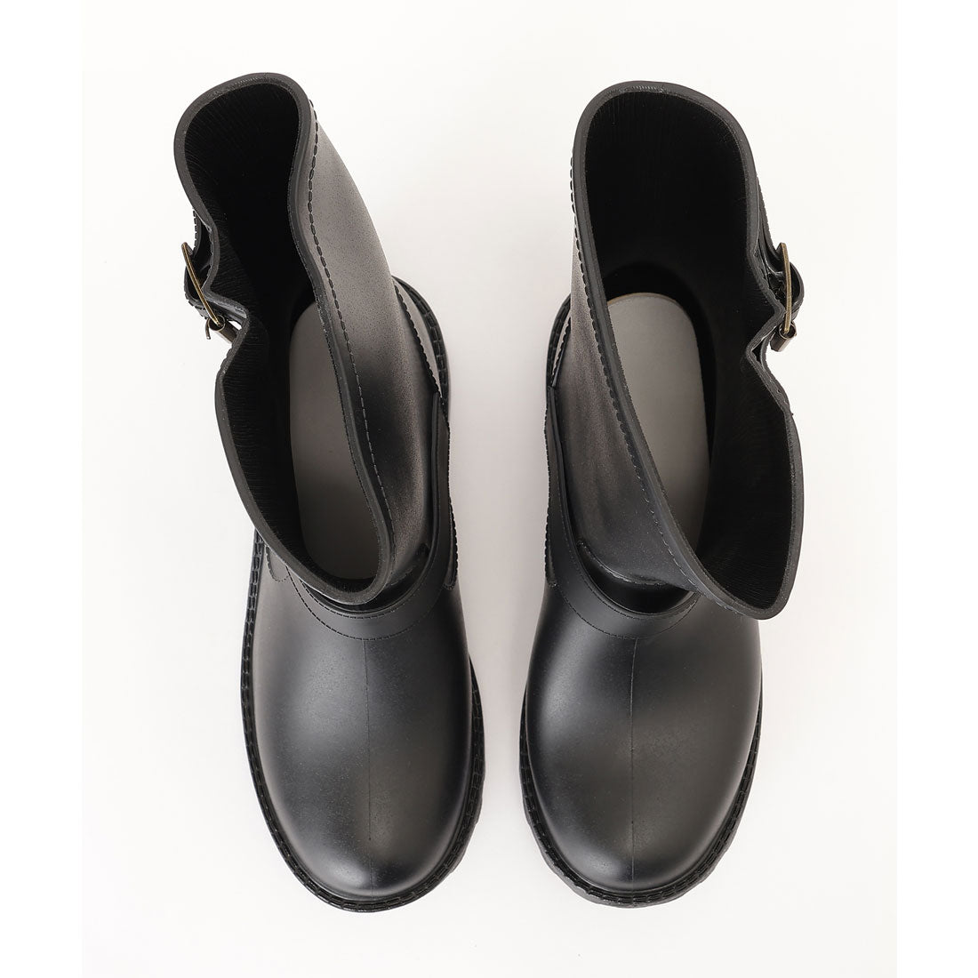 レースレディース Lace Ladies ラバー素材 ベルト付き ミドル レイン ブーツ （ブラック） ブラック