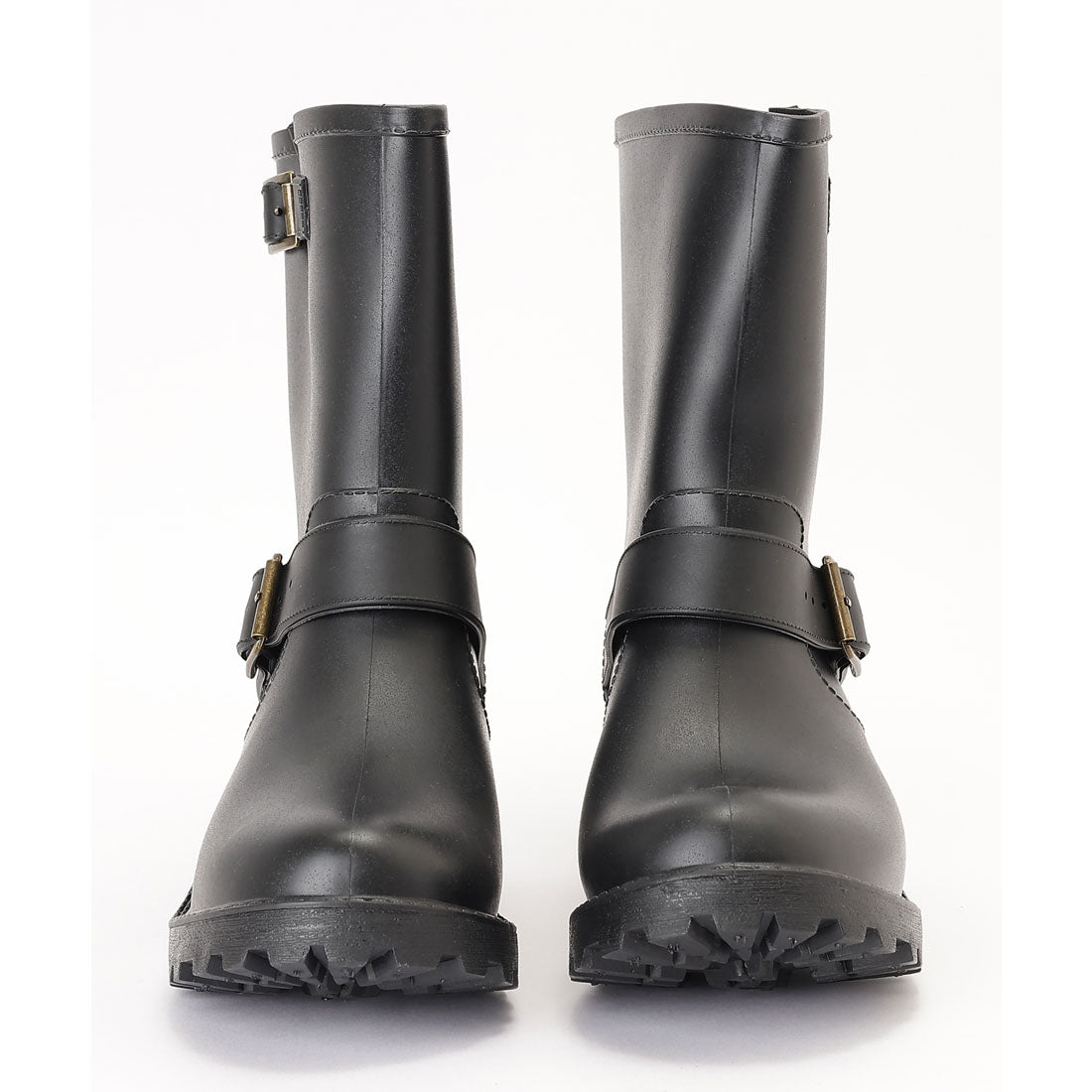 レースレディース Lace Ladies ラバー素材 ベルト付き ミドル レイン ブーツ （ブラック） ブラック