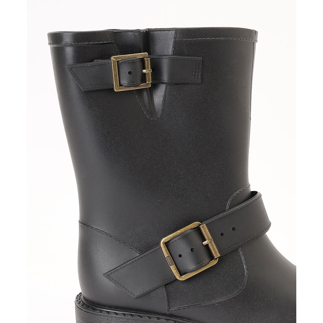 レースレディース Lace Ladies ラバー素材 ベルト付き ミドル レイン ブーツ （ブラック） ブラック