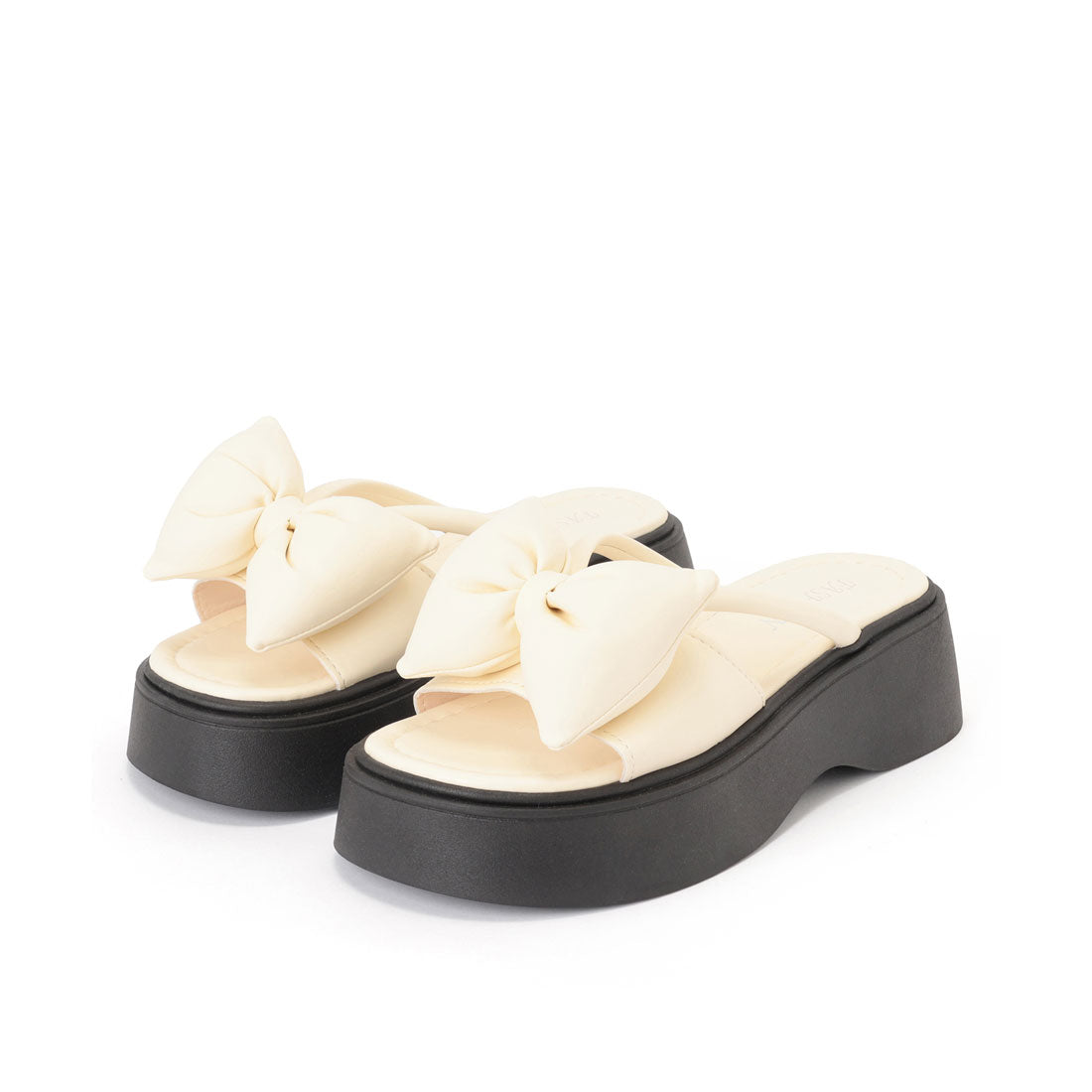 レースレディース Lace Ladies リボン トング風 プラットフォーム 厚底 サンダル （アイボリー） アイボリー