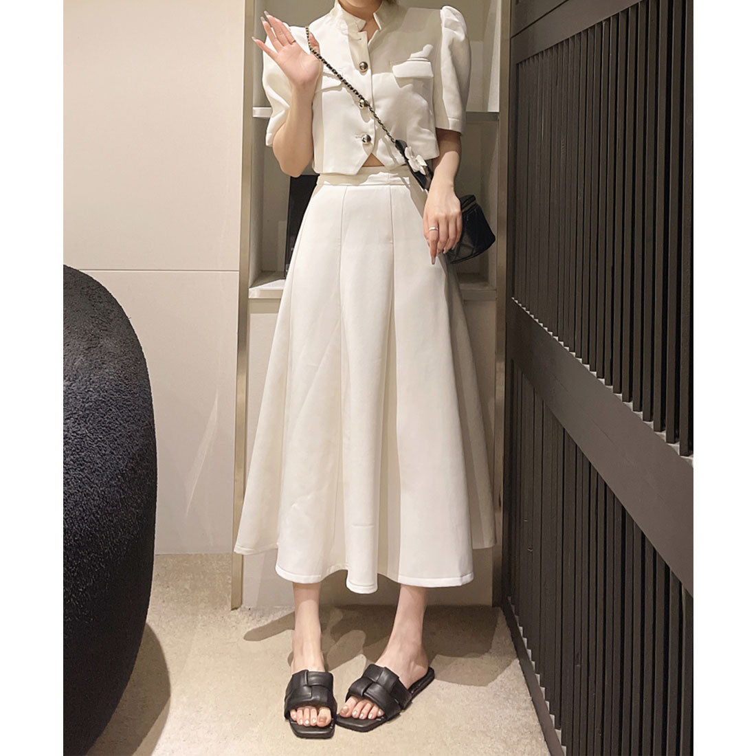 レースレディース Lace Ladies レザー調 編み込み スクエアトゥ フラット ミュール サンダル （ブラック） ブラック