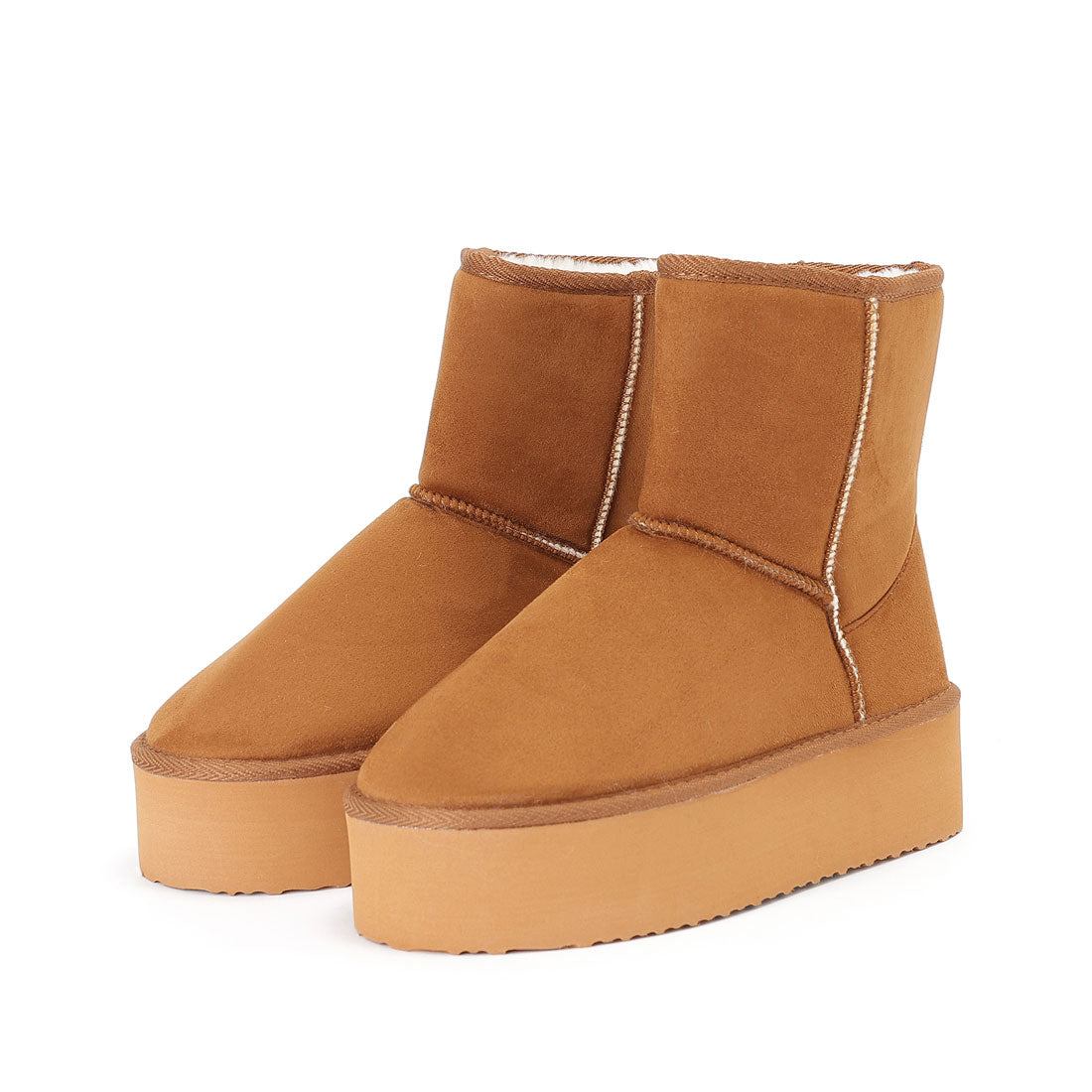 レースレディース Lace Ladies 5cm厚底 ムートン風 内ボア 厚底 ショート ブーツ （グレージュ） グレージュ