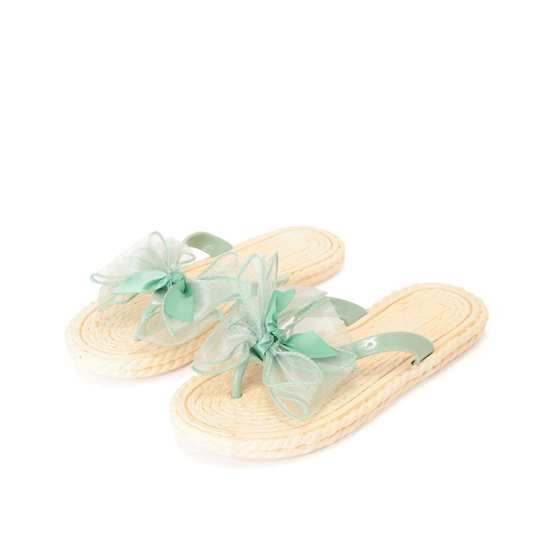 レースレディース Lace Ladies シフォン ビッグリボン トング エスパドリーユ サンダル （アイボリー） アイボリー