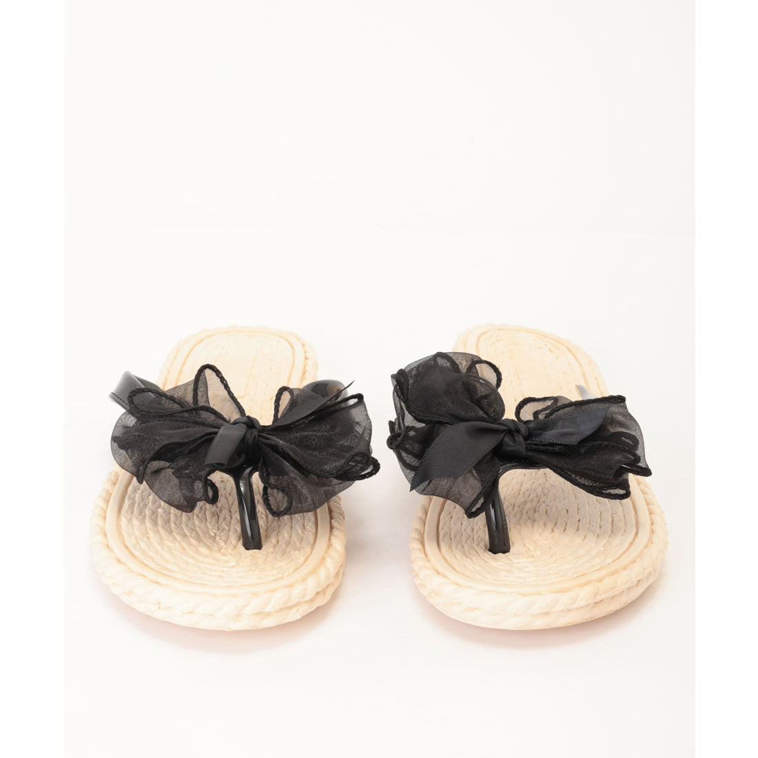 レースレディース Lace Ladies シフォン ビッグリボン トング エスパドリーユ サンダル （アイボリー） アイボリー
