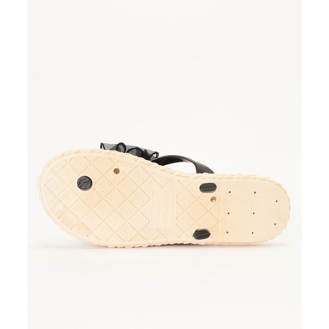 レースレディース Lace Ladies シフォン ビッグリボン トング エスパドリーユ サンダル （アイボリー） アイボリー