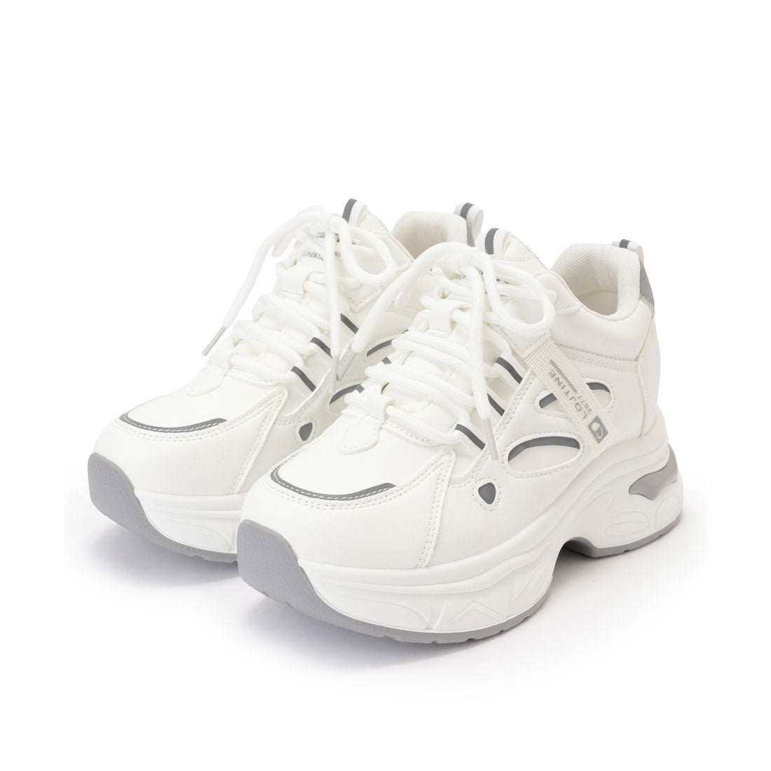 レースレディース Lace Ladies 厚底 レースアップ スポーツ スニーカー （アイボリー） アイボリー