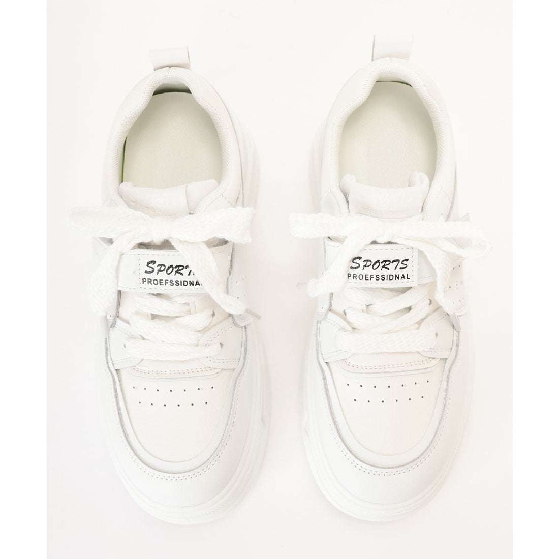 レースレディース Lace Ladies ベルクロ付き 厚底 レースアップ コート スニーカー （アイボリー） アイボリー