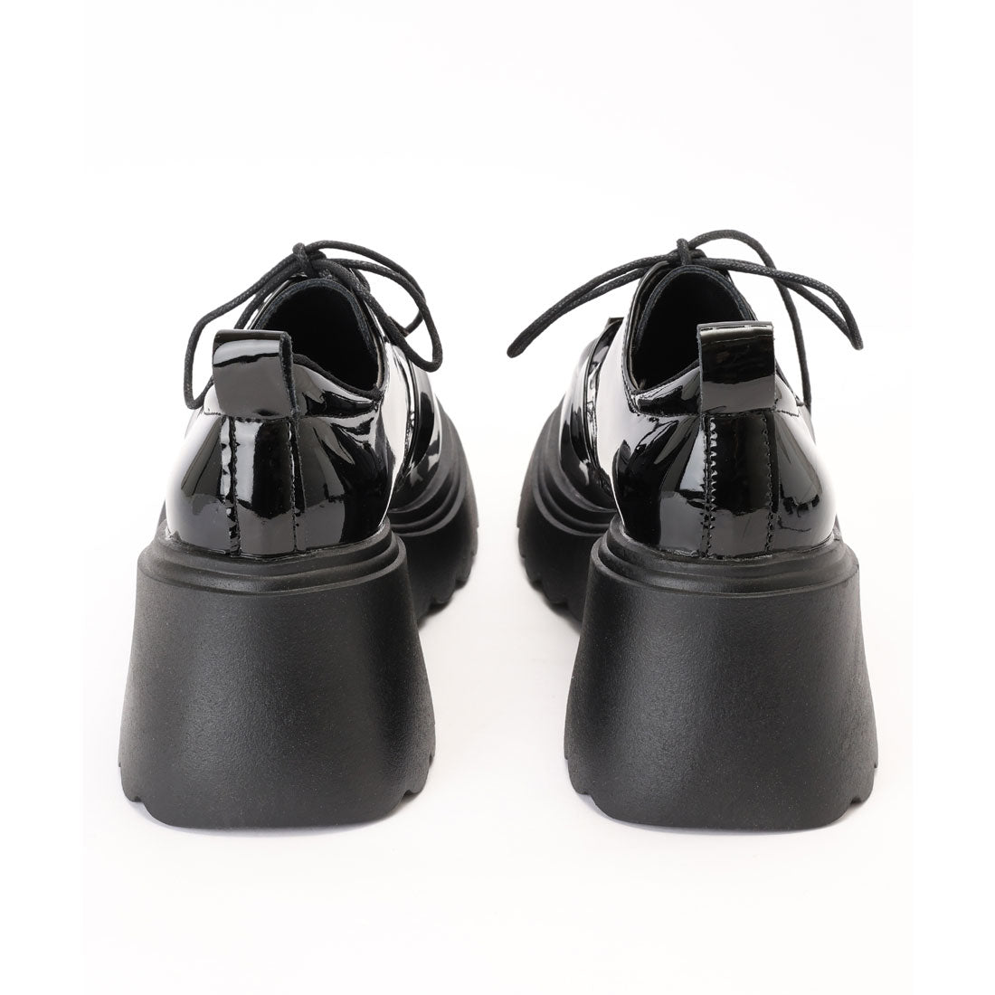 レースレディース Lace Ladies パテント調 ひねり金具 レースアップ 厚底 シューズ （ブラック） ブラック