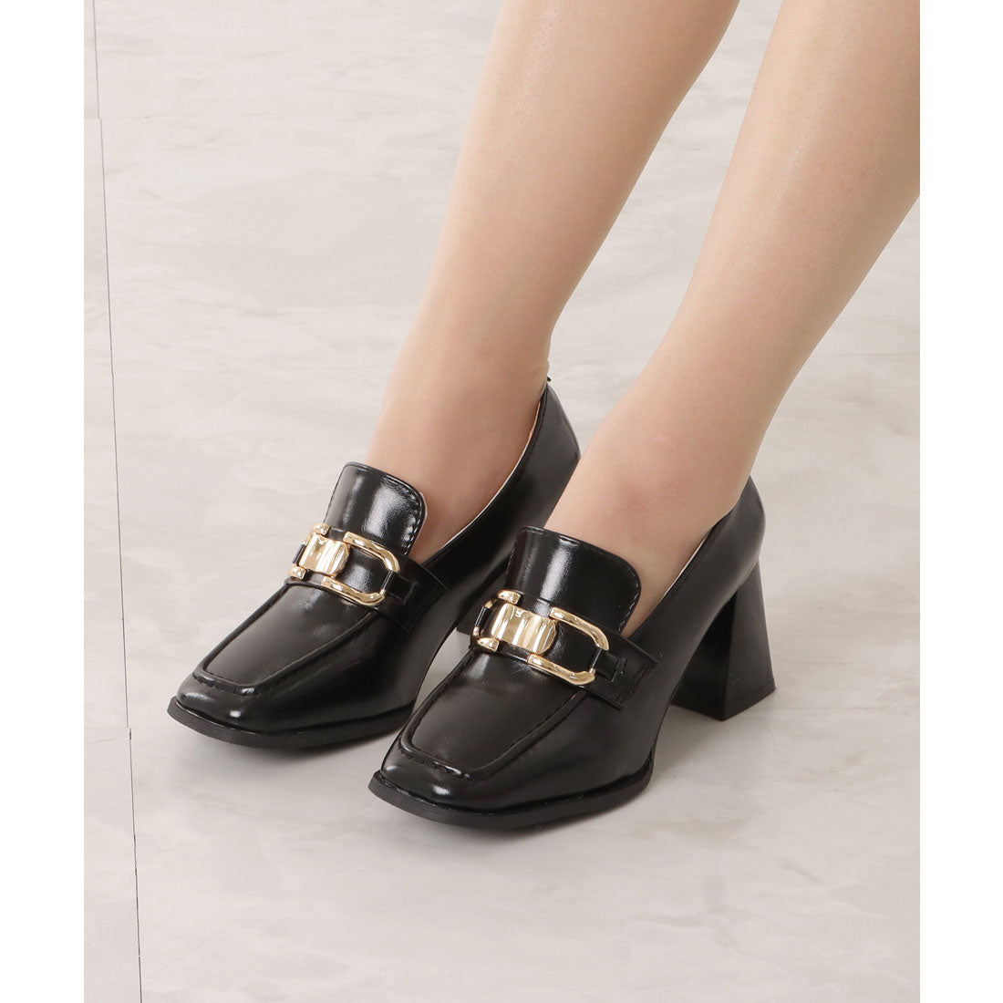 レースレディース Lace Ladies チャンキーヒールビットローファー （ブラック） ブラック