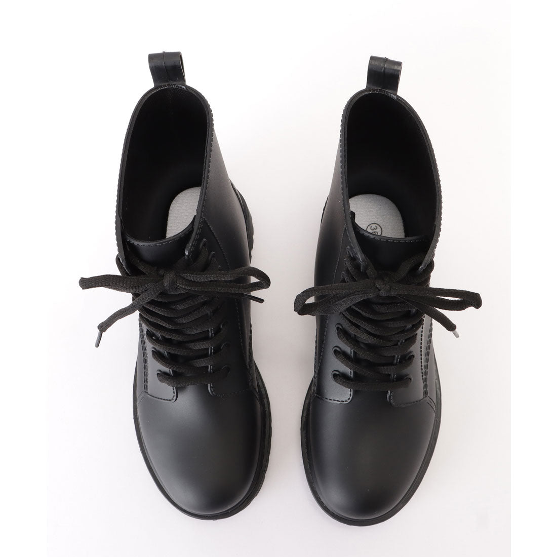レースレディース Lace Ladies ショート丈レースアップレインブーツ