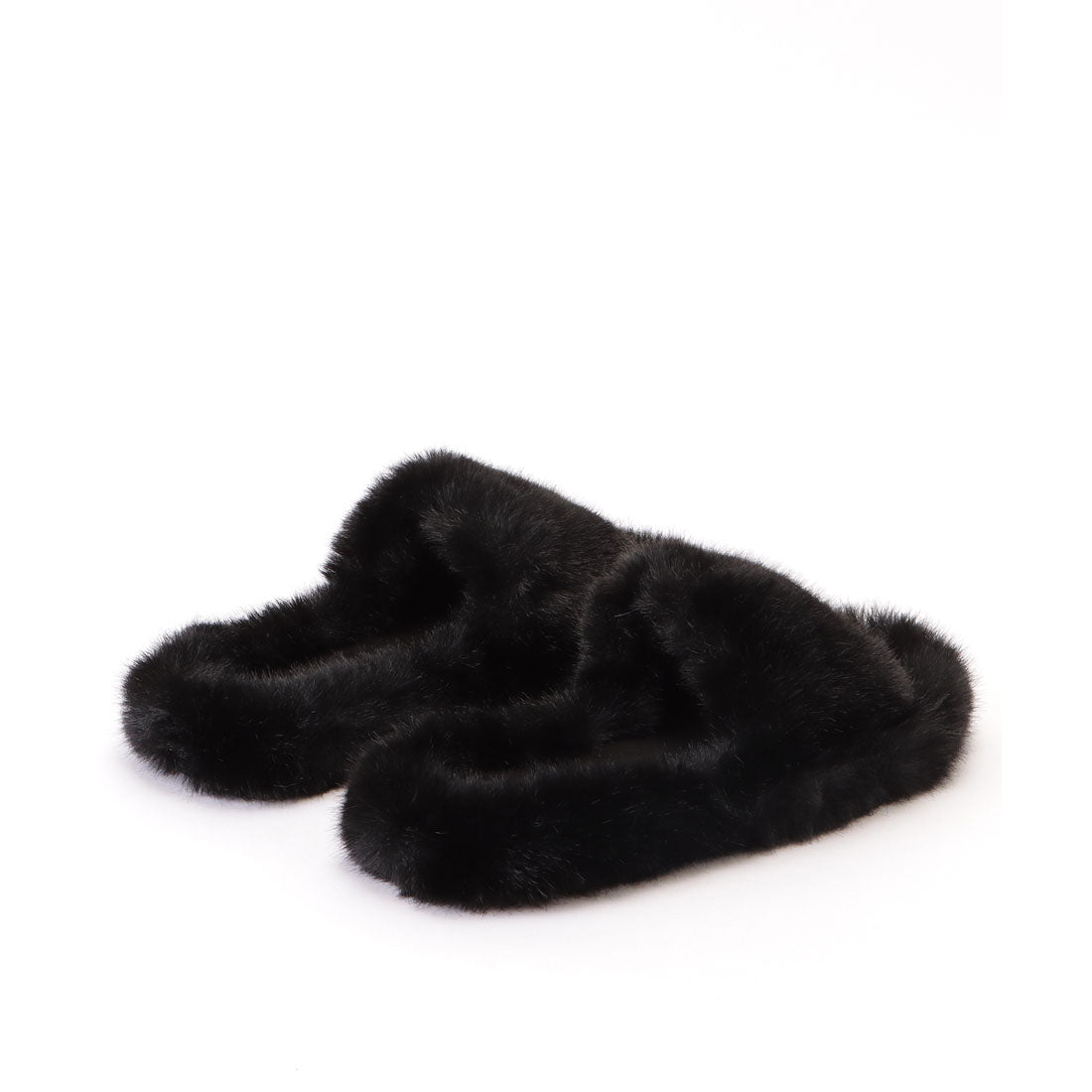レースレディース Lace Ladies リッチ ファー カラー フラット スリッパ