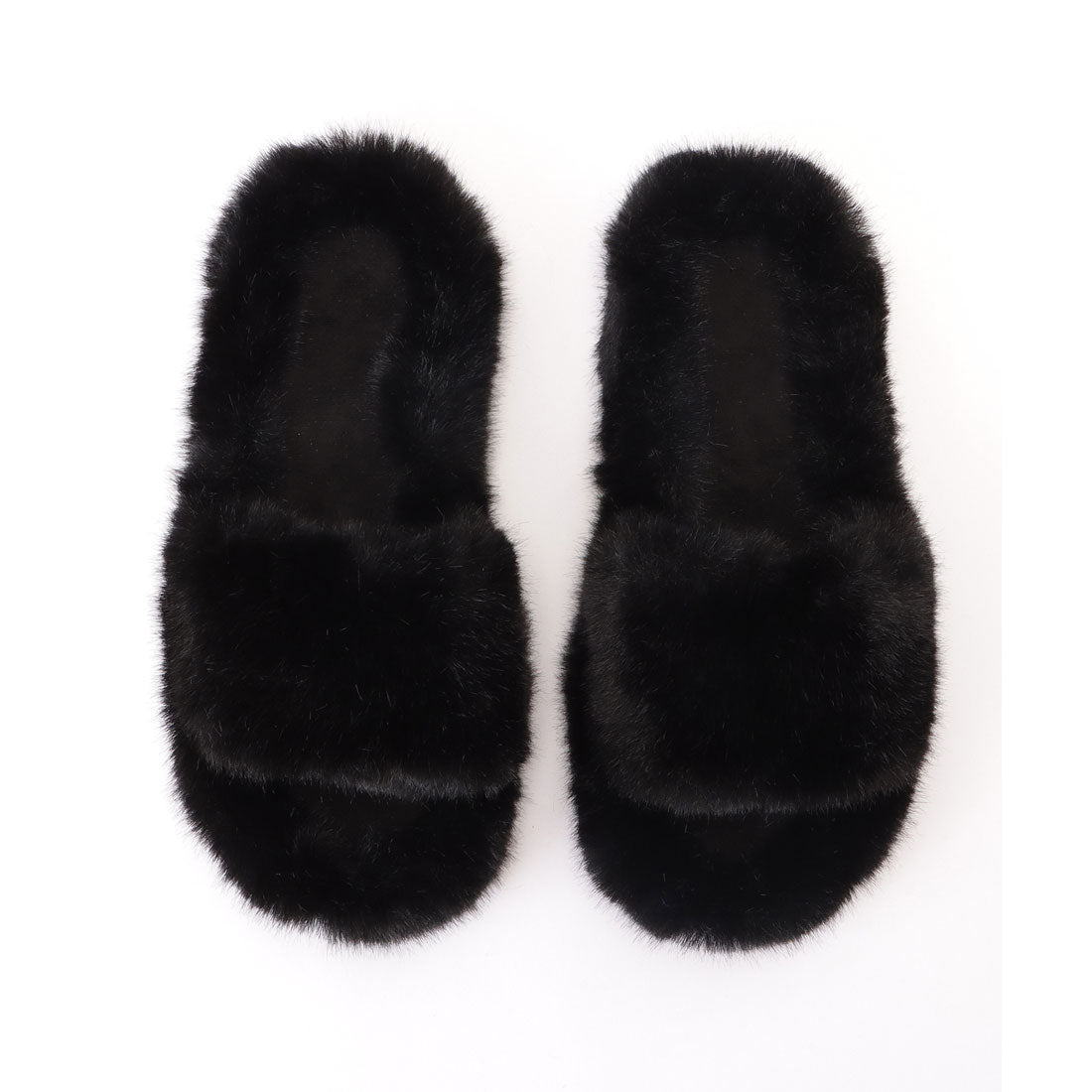 レースレディース Lace Ladies リッチ ファー カラー フラット スリッパ