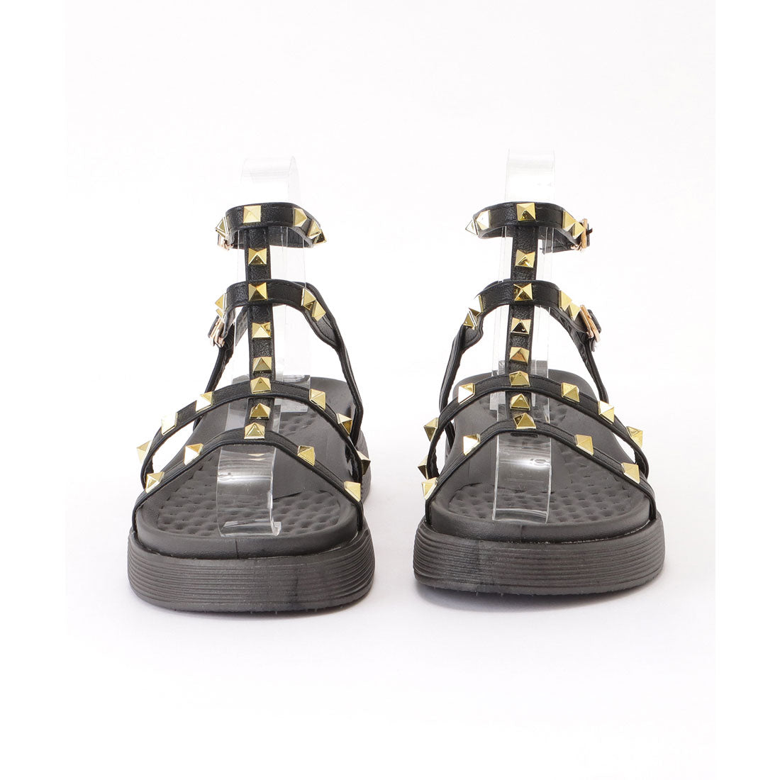 レースレディース Lace Ladies スタッズ付きクリアヒールストラップサンダル