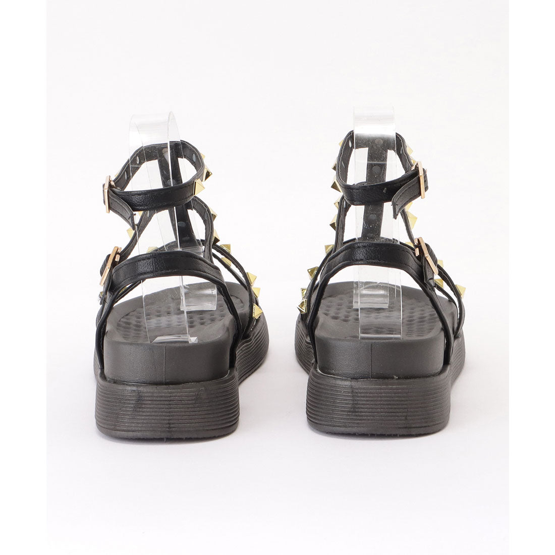 レースレディース Lace Ladies スタッズ付きクリアヒールストラップサンダル