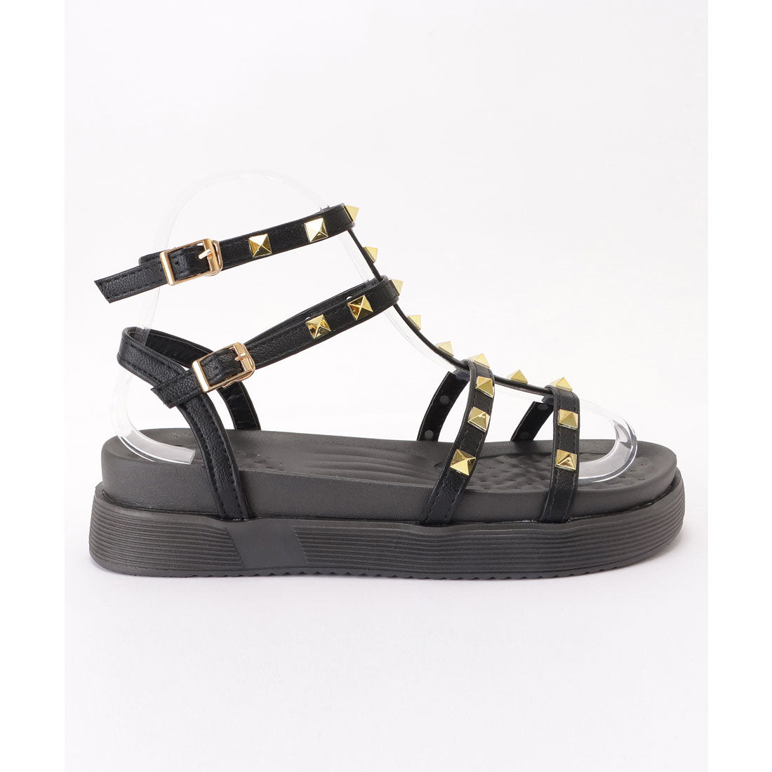レースレディース Lace Ladies スタッズ付きクリアヒールストラップサンダル
