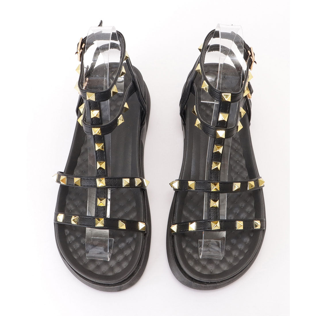 レースレディース Lace Ladies スタッズ付きクリアヒールストラップサンダル