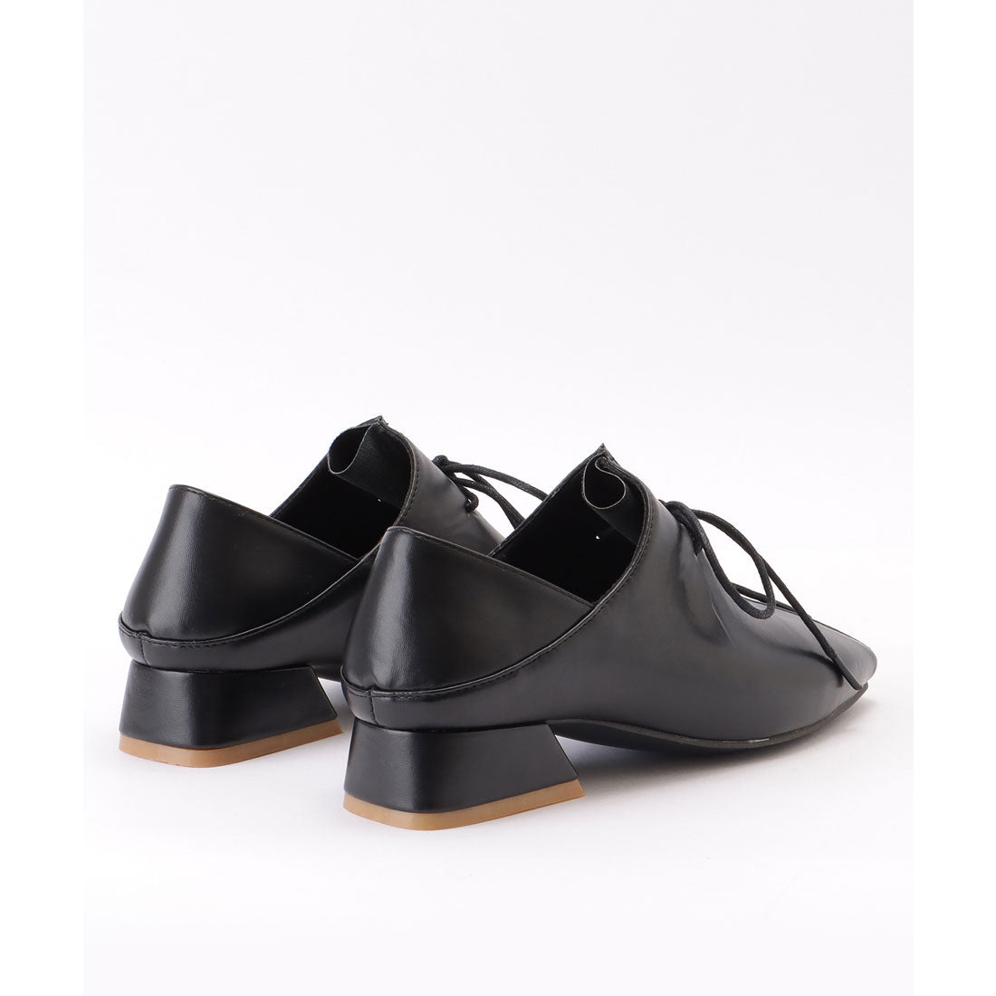 レースレディース Lace Ladies 2WAY レザー調 レースアップ チャンキー シューズ （ブラック） ブラック