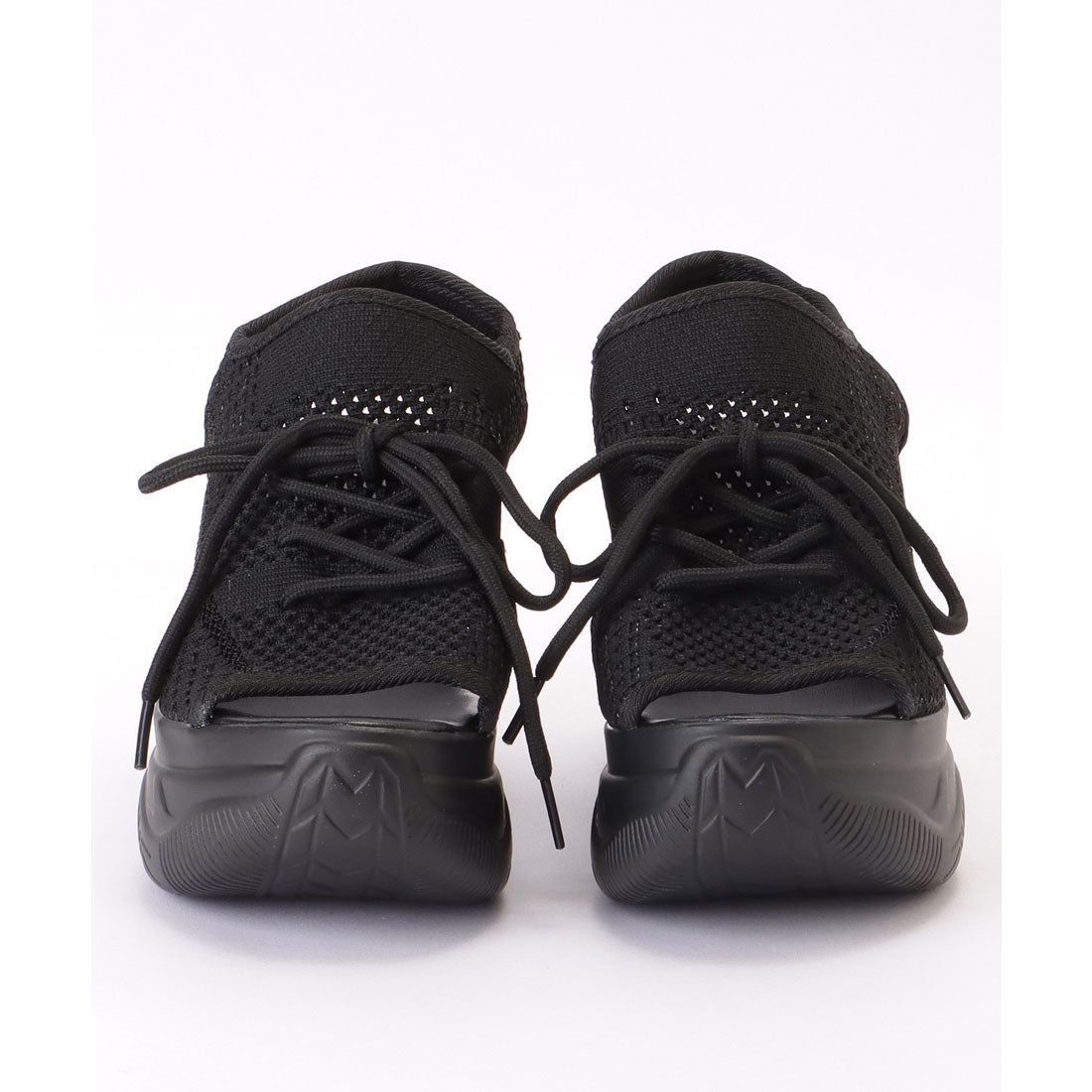レースレディース Lace Ladies メッシュ レースアップ 厚底 スニーカー サンダル （ブラック） ブラック