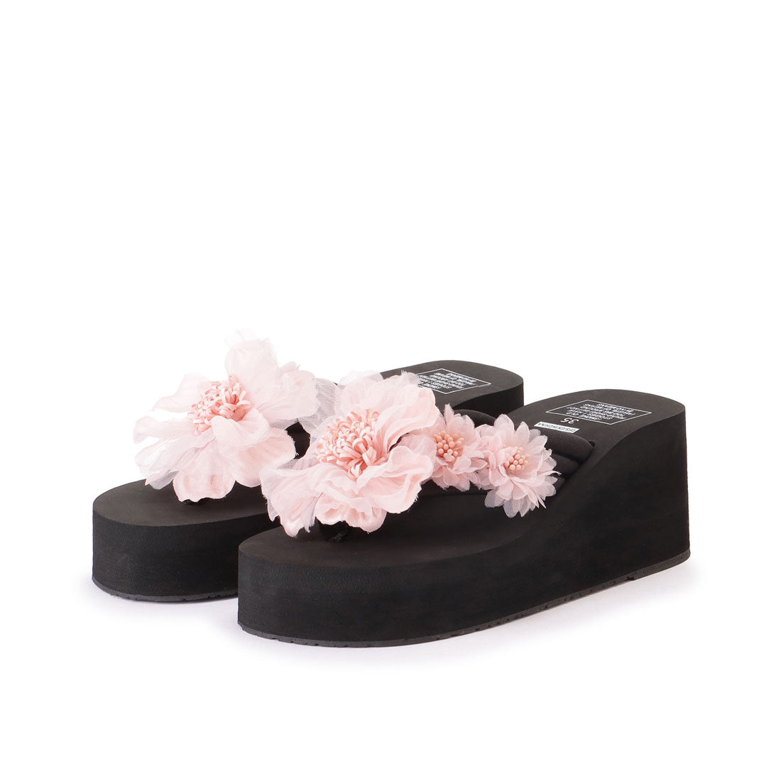 レースレディース Lace Ladies シアー フラワー 厚底 トング サンダル （ピンク） ピンク