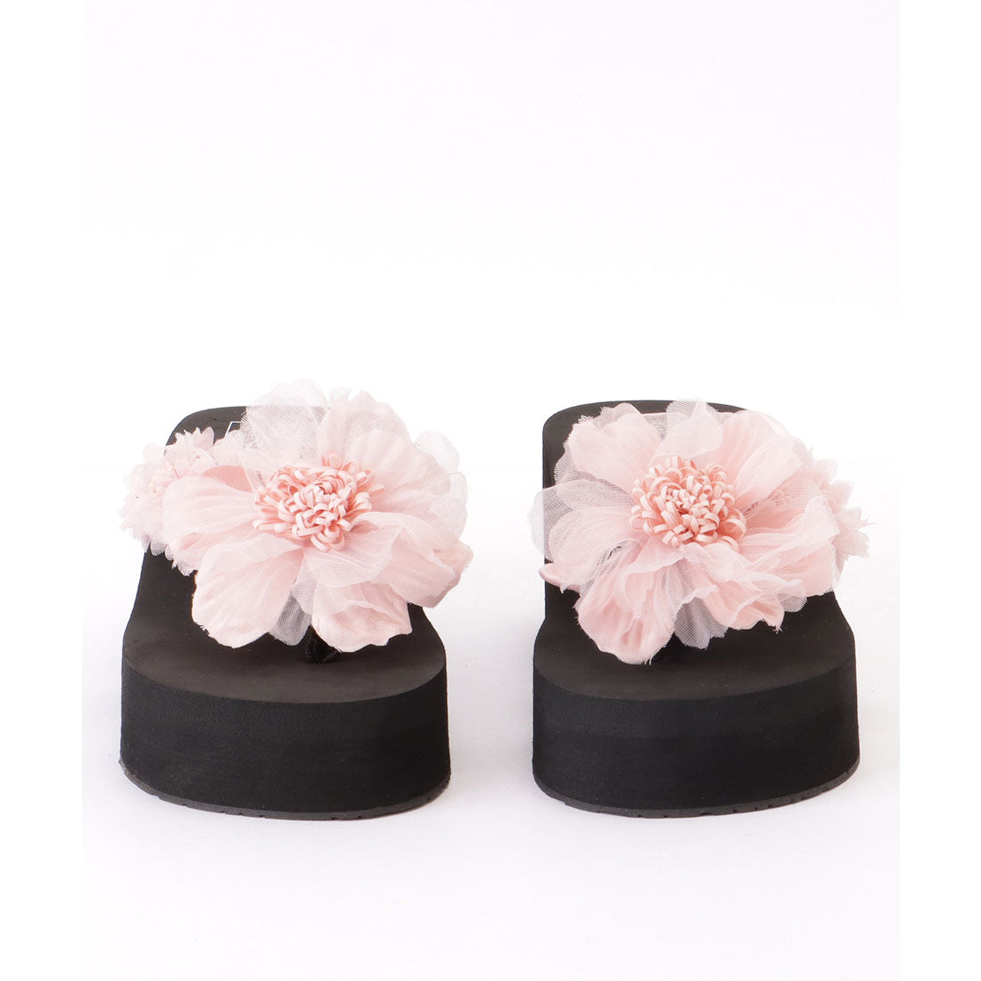 レースレディース Lace Ladies シアー フラワー 厚底 トング サンダル （ピンク） ピンク