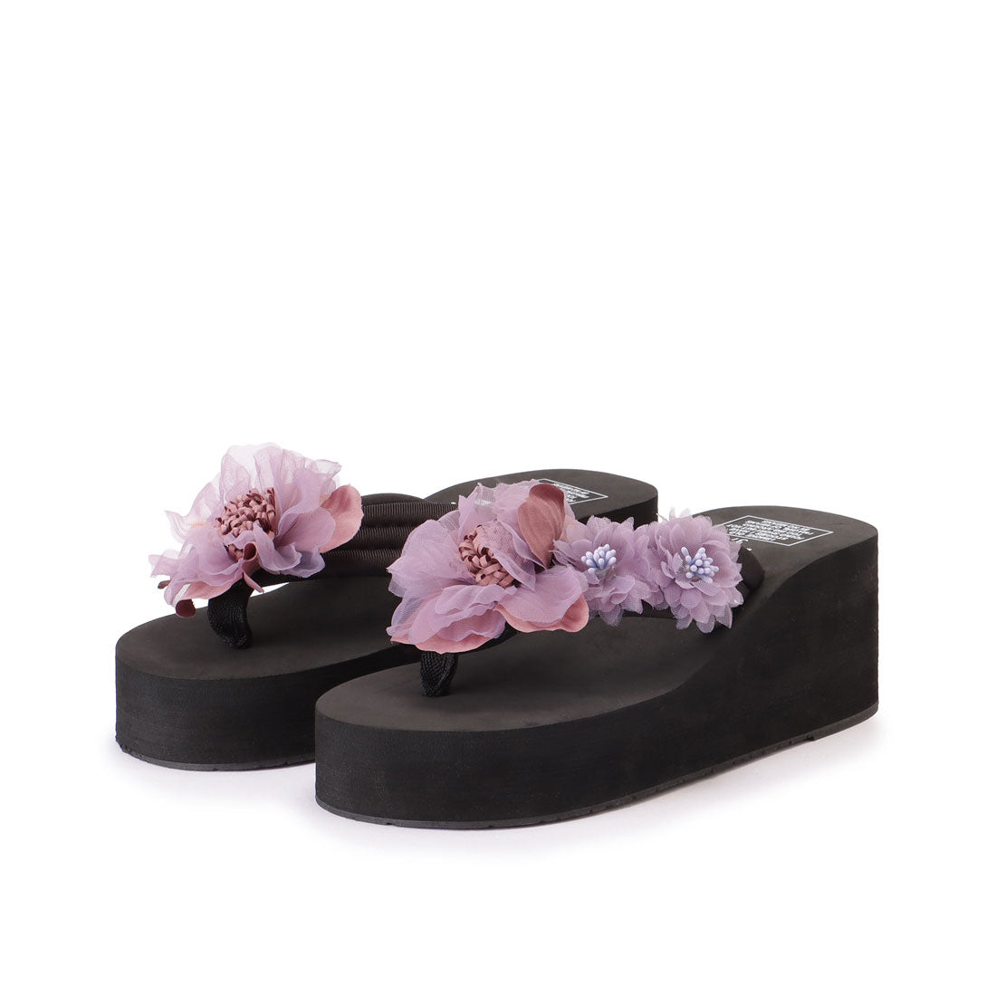 レースレディース Lace Ladies シアー フラワー 厚底 トング サンダル （パープル） パープル
