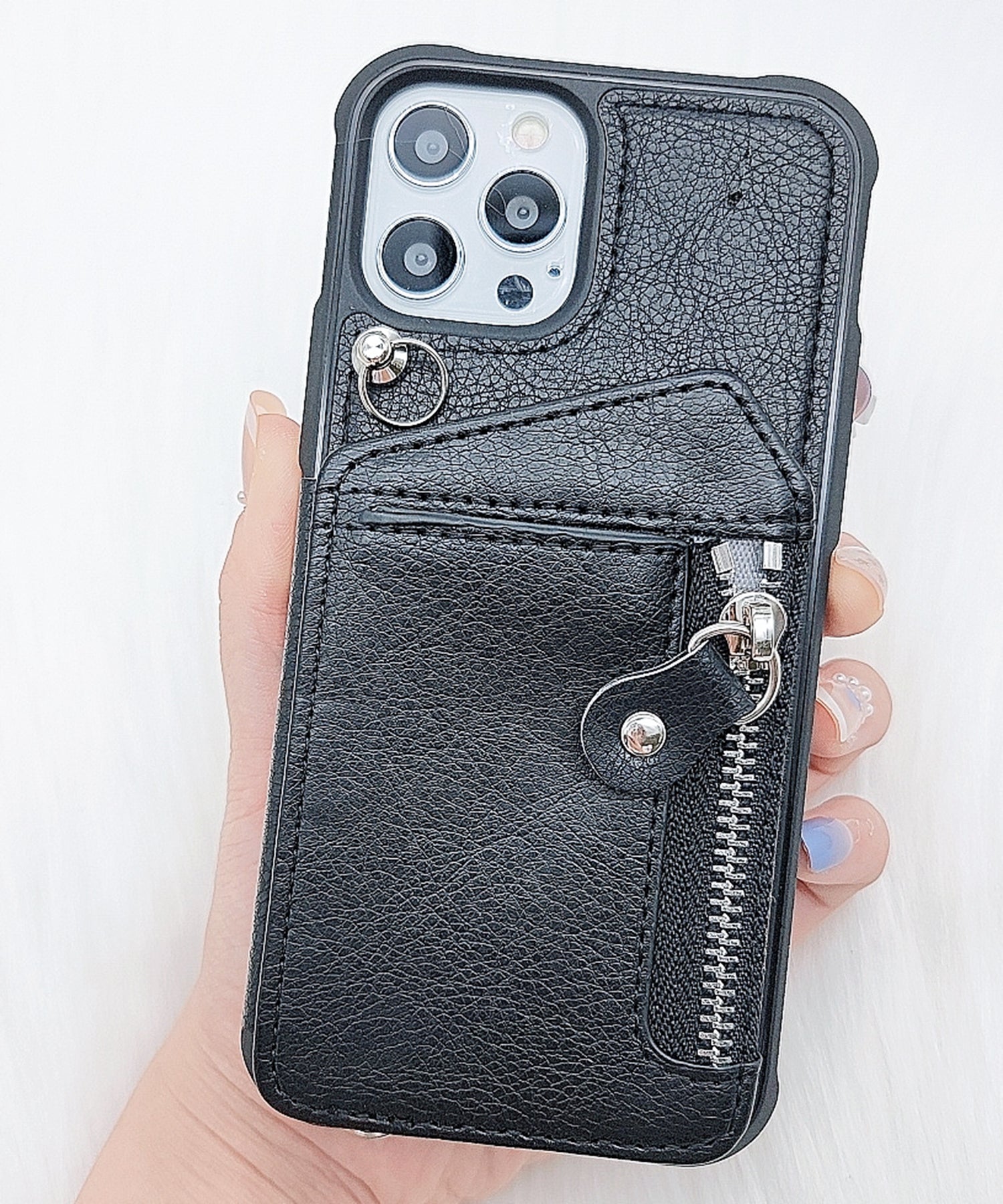 レースレディース Lace Ladies ショルダーストラップ付多機能iPhoneケーススマホケース （ブラック） ブラック
