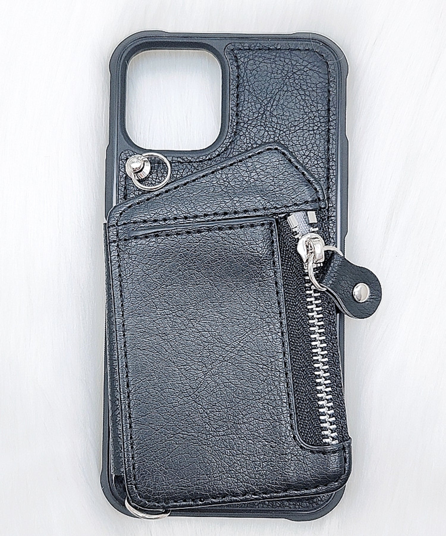 レースレディース Lace Ladies ショルダーストラップ付多機能iPhoneケーススマホケース （ブラック） ブラック