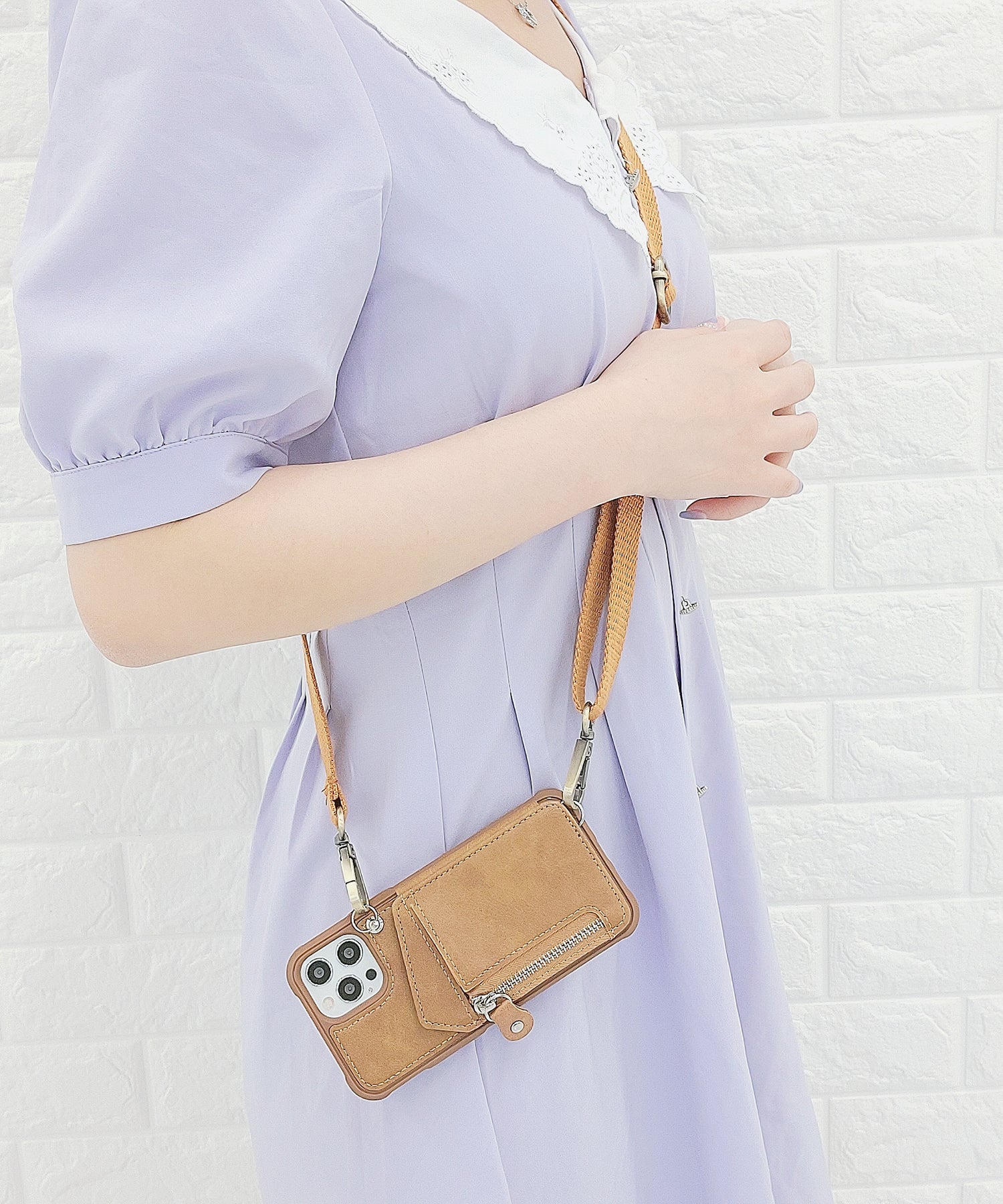 レースレディース Lace Ladies ショルダーストラップ付多機能iPhoneケーススマホケース （ブラック） ブラック