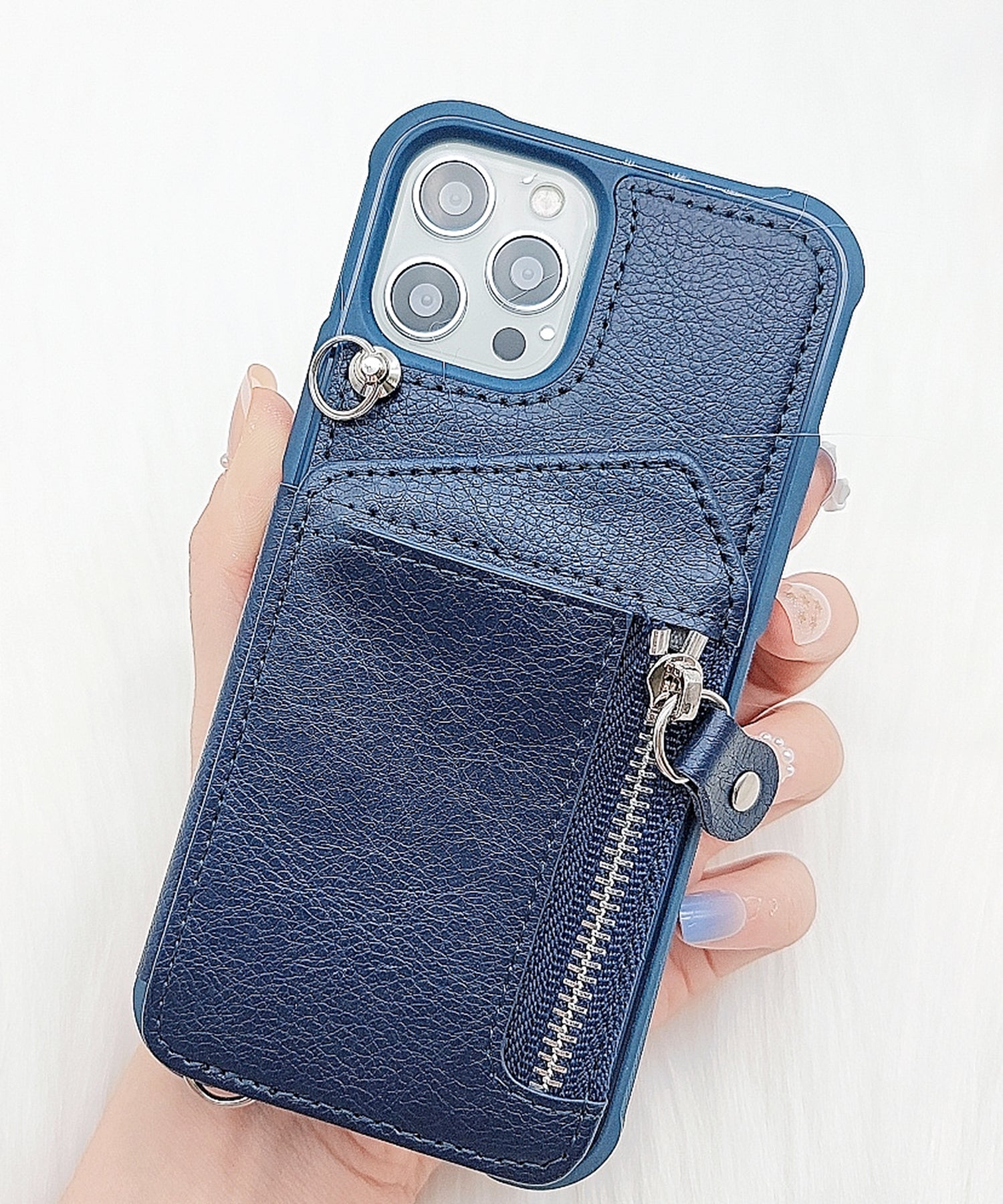 レースレディース Lace Ladies ショルダーストラップ付多機能iPhoneケーススマホケース （ネイビー） ネイビー