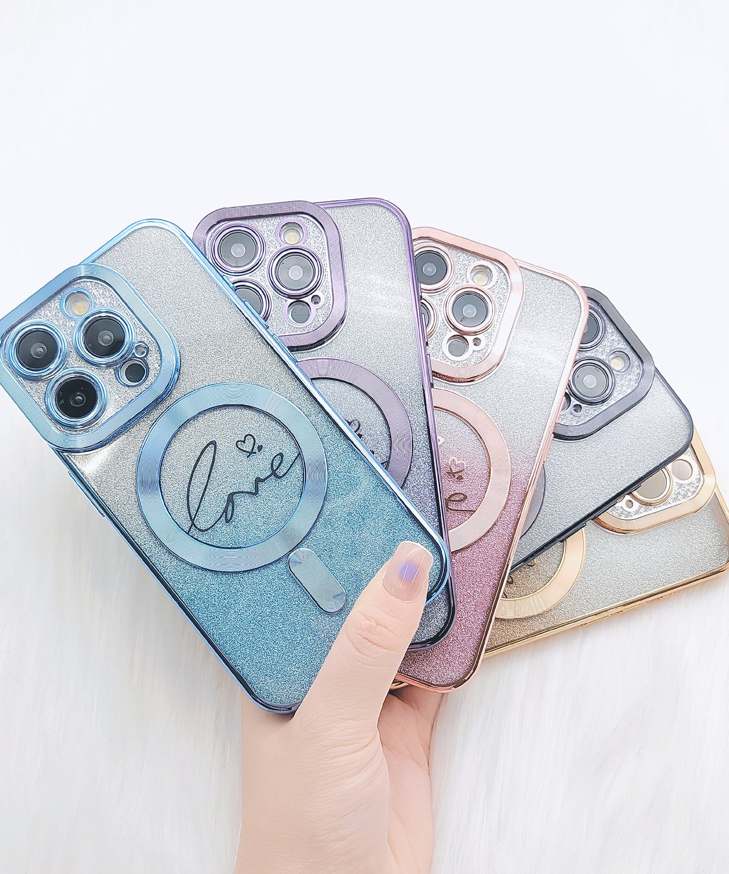 レースレディース Lace Ladies ラメグラデーションカラーiPhoneケース （ブラック） ブラック