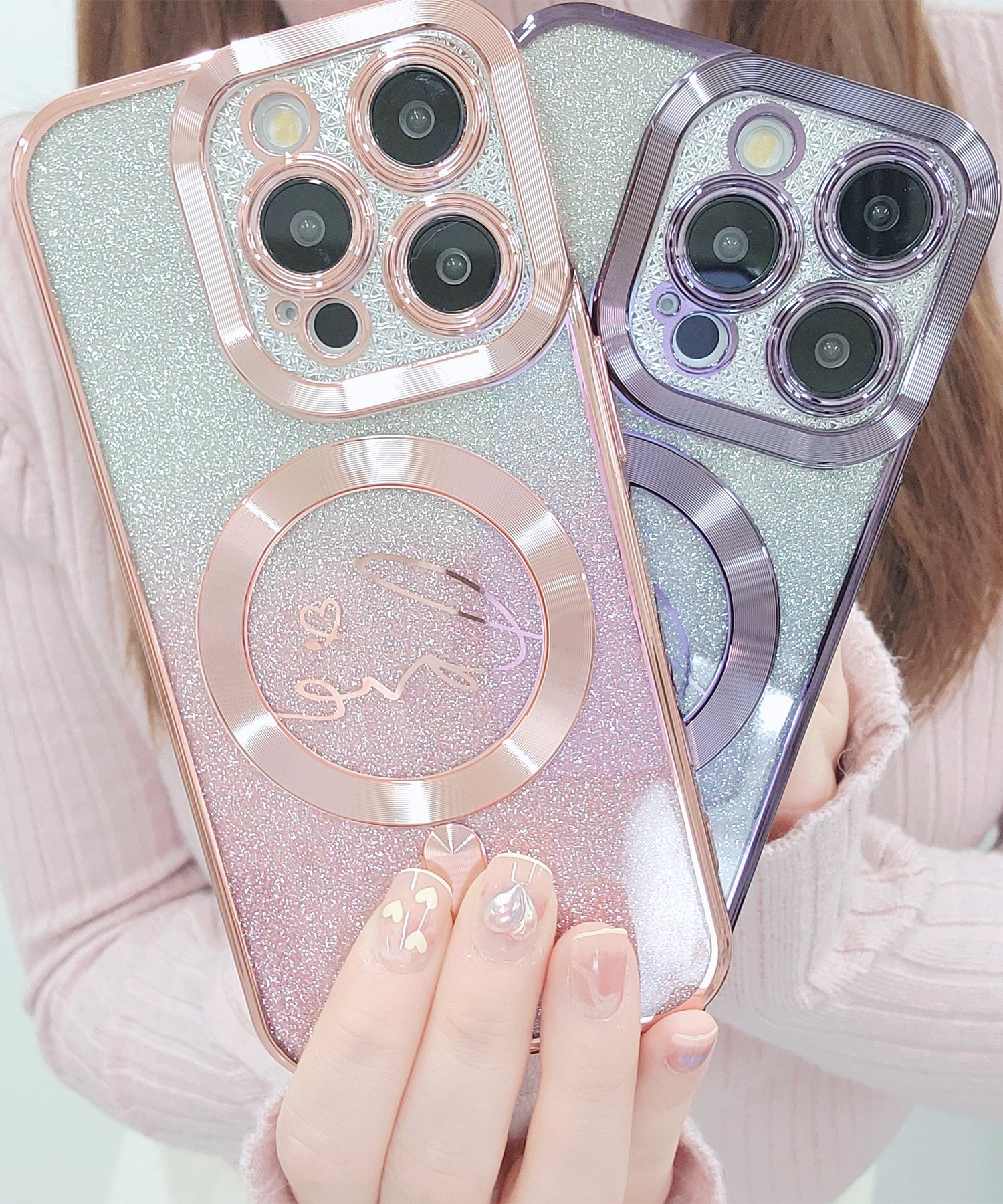 レースレディース Lace Ladies ラメグラデーションカラーiPhoneケース （ブラック） ブラック