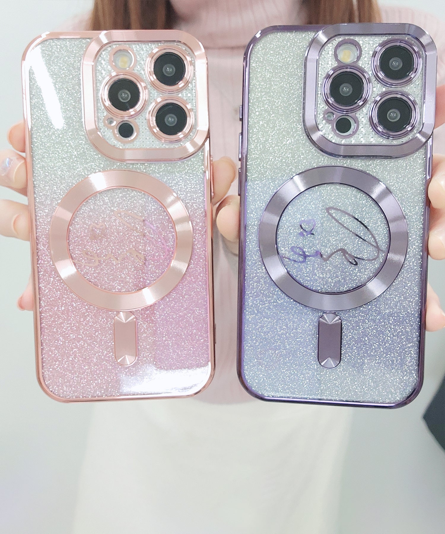 レースレディース Lace Ladies ラメグラデーションカラーiPhoneケース （ブラック） ブラック