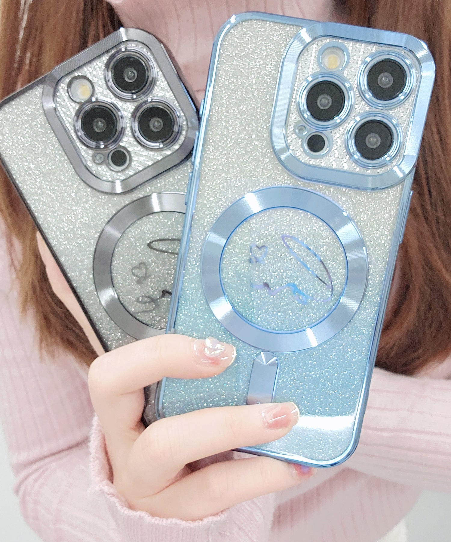 レースレディース Lace Ladies ラメグラデーションカラーiPhoneケース （ブラック） ブラック