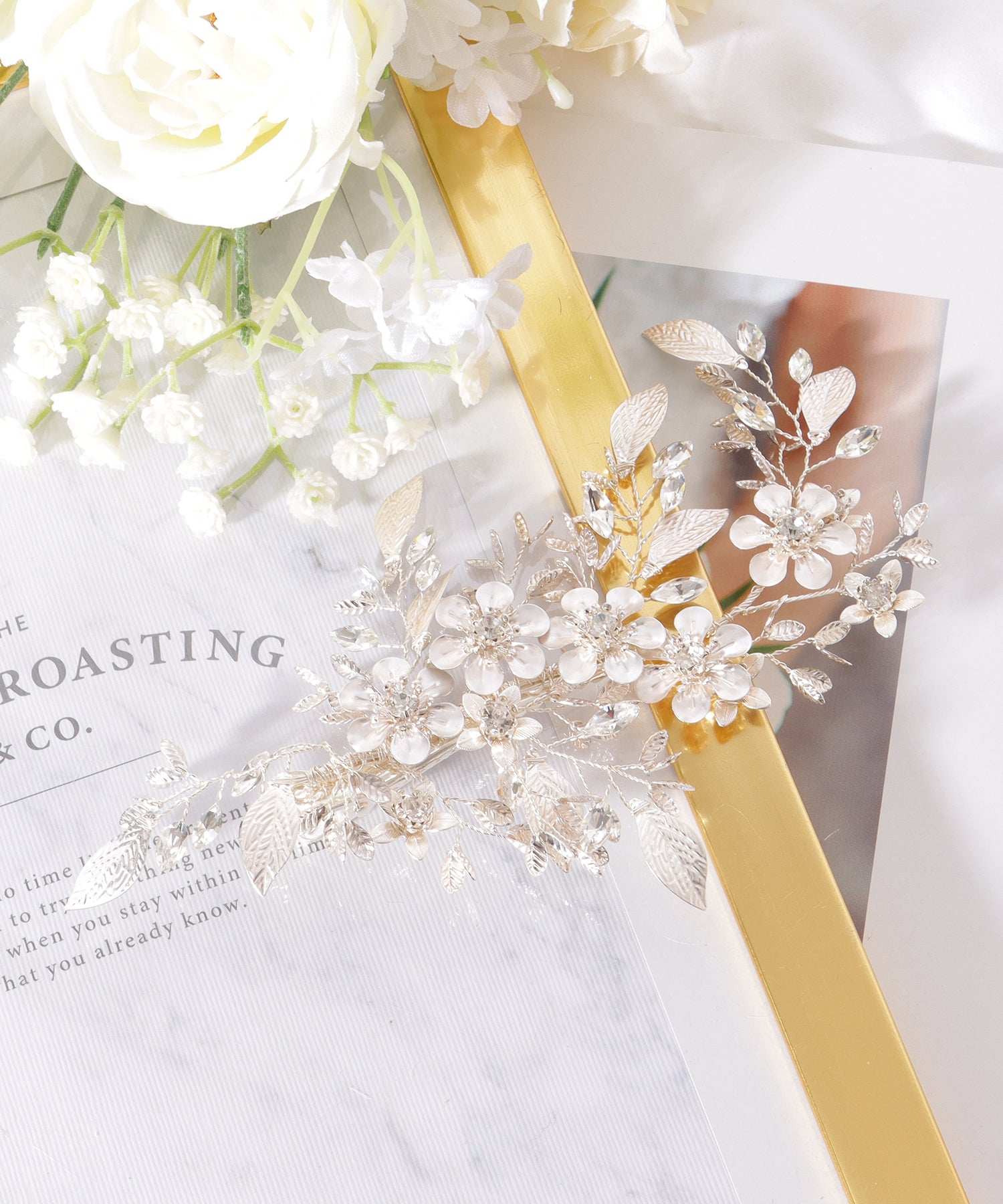 レースレディース Lace Ladies ボタニカル ビジュー シルバー フラワー ヘアクリップ （シルバー） シルバー