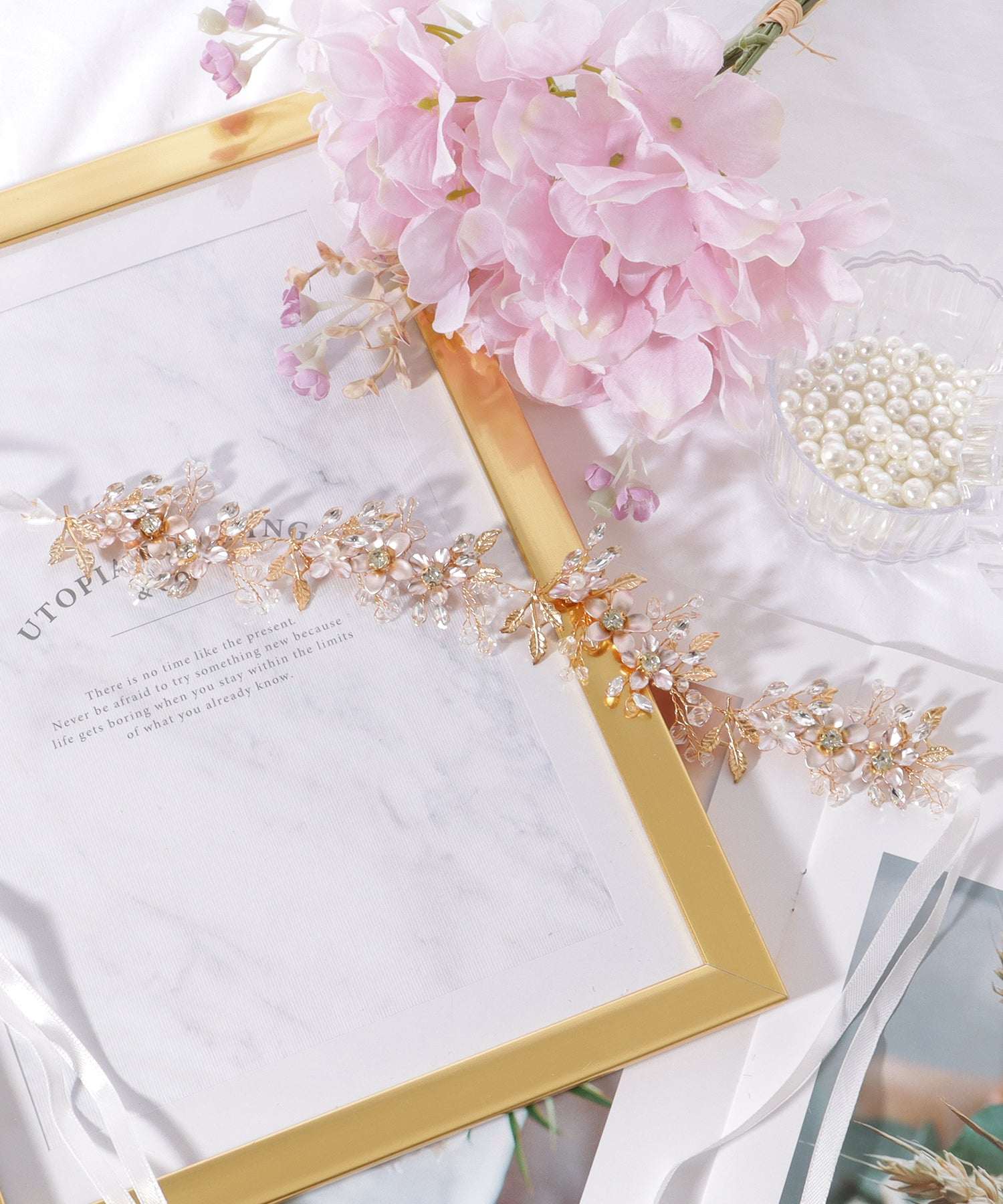 Lace Ladies Metallic Color Flower Bijou Botanical Hair Band