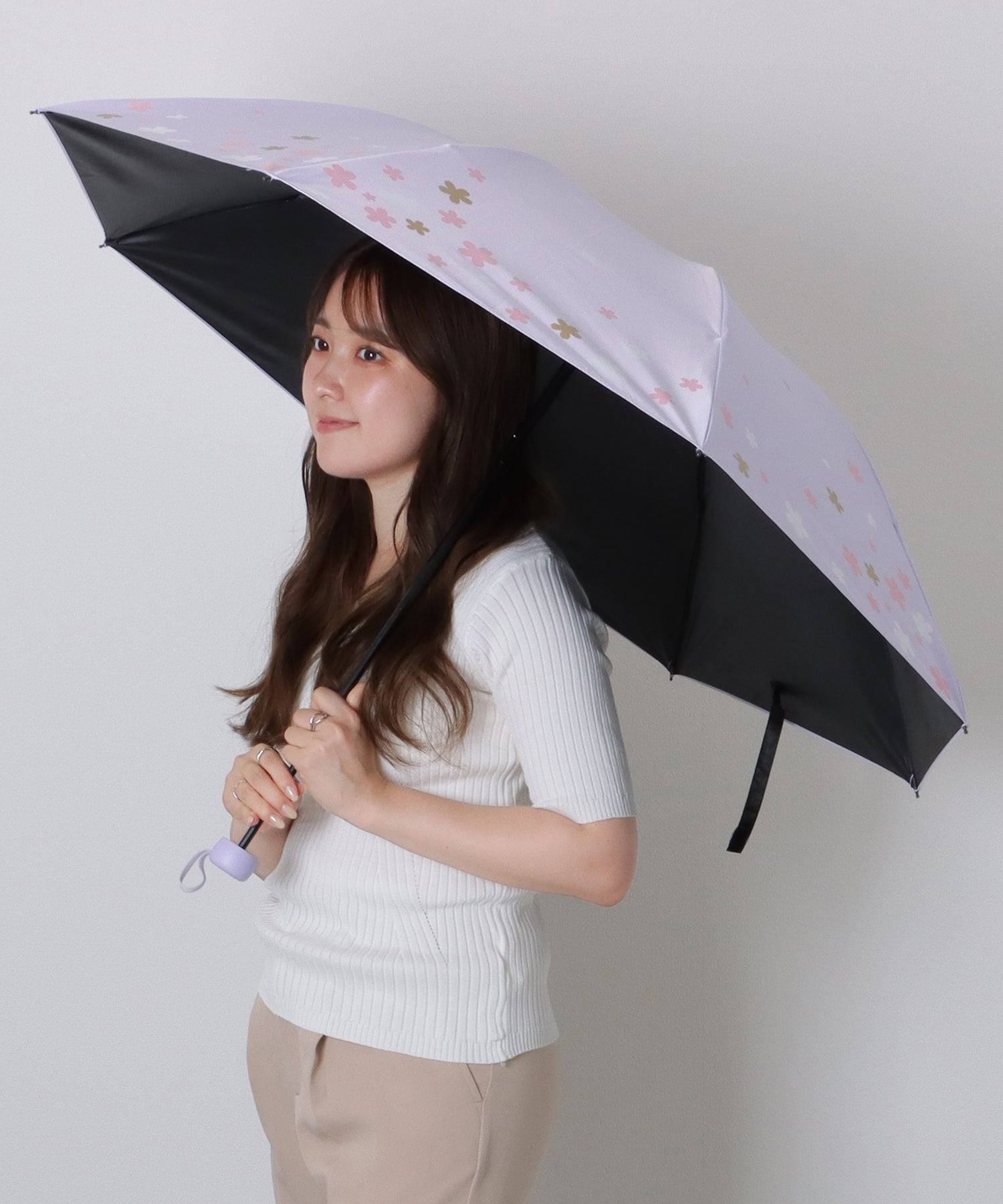 レースレディース Lace Ladies フラワー プリント 晴雨兼用 コンパクト 折りたたみ傘 （ベージュ） ベージュ