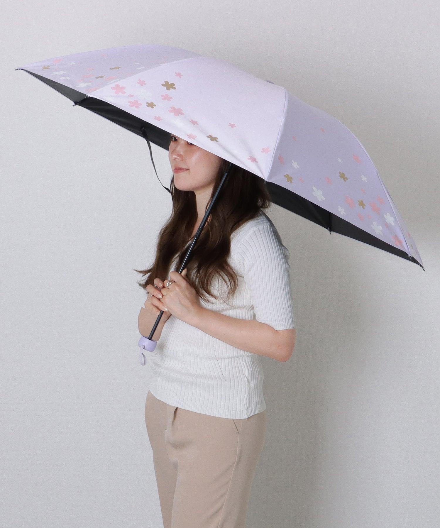 レースレディース Lace Ladies フラワー プリント 晴雨兼用 コンパクト 折りたたみ傘 （ベージュ） ベージュ