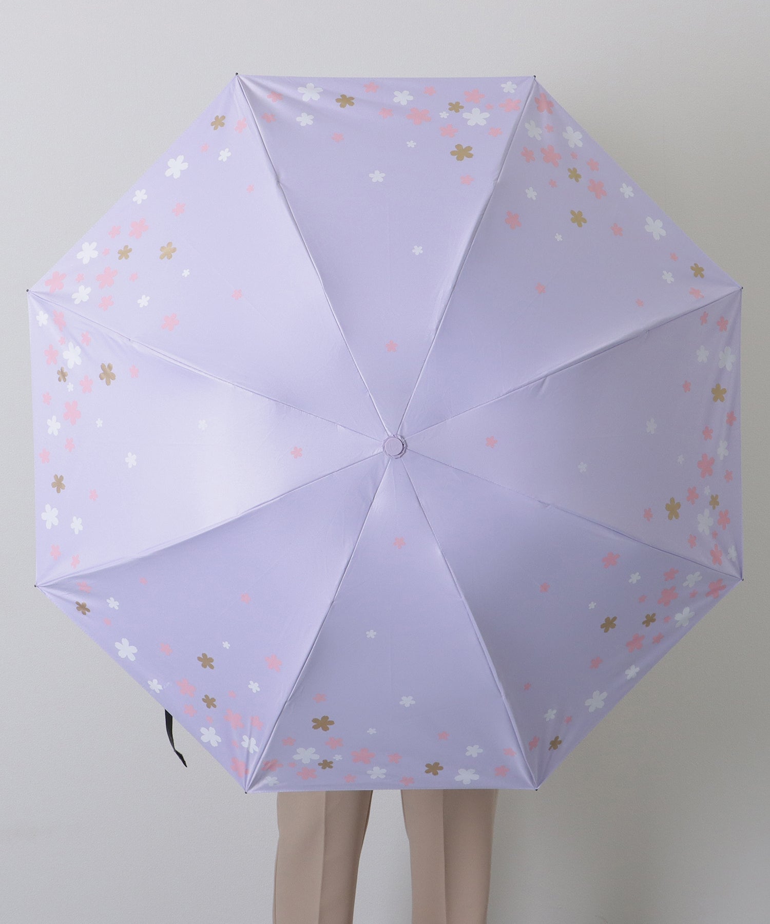 レースレディース Lace Ladies フラワー プリント 晴雨兼用 コンパクト 折りたたみ傘 （ベージュ） ベージュ