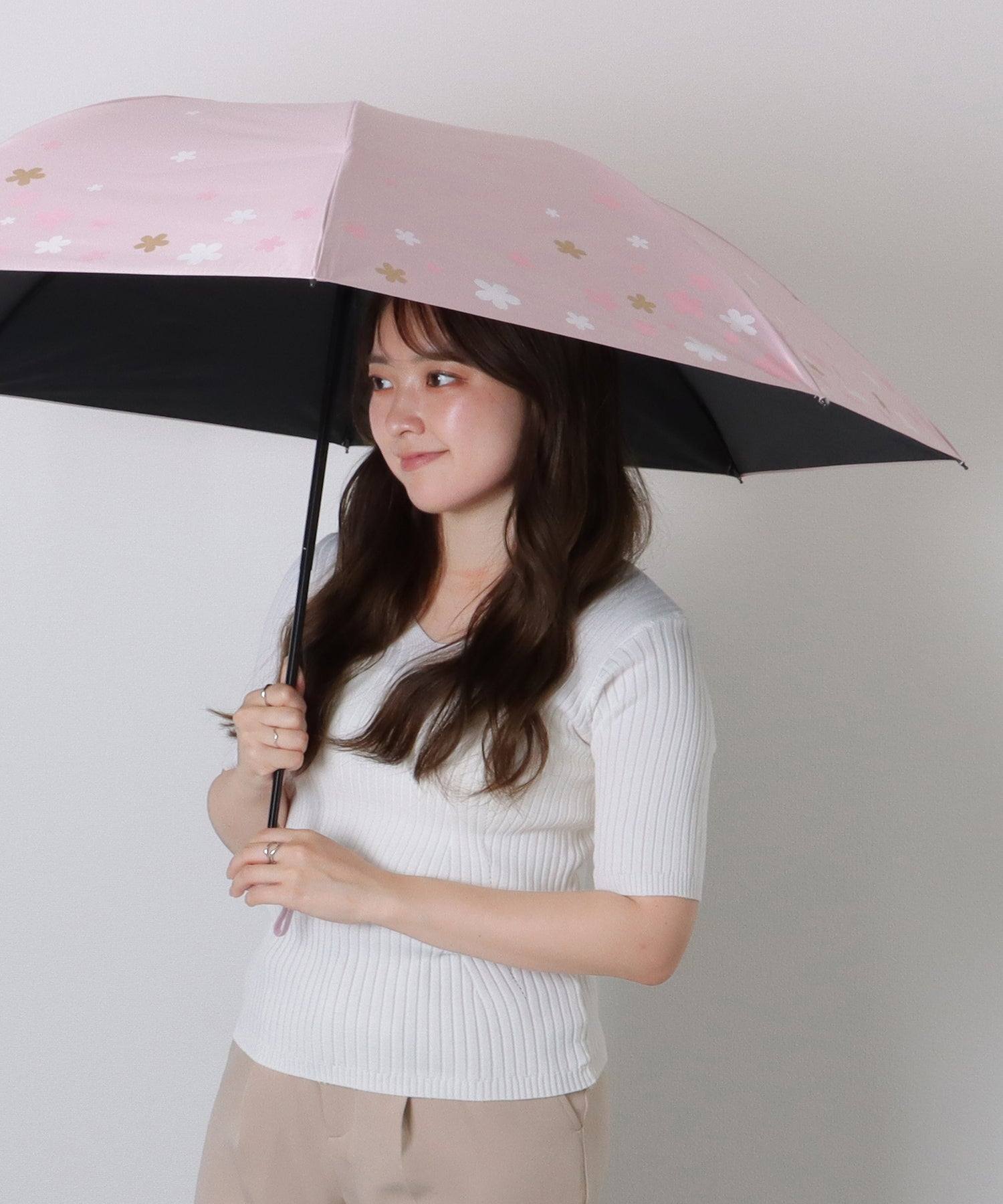レースレディース Lace Ladies フラワー プリント 晴雨兼用 コンパクト 折りたたみ傘 （ベージュ） ベージュ
