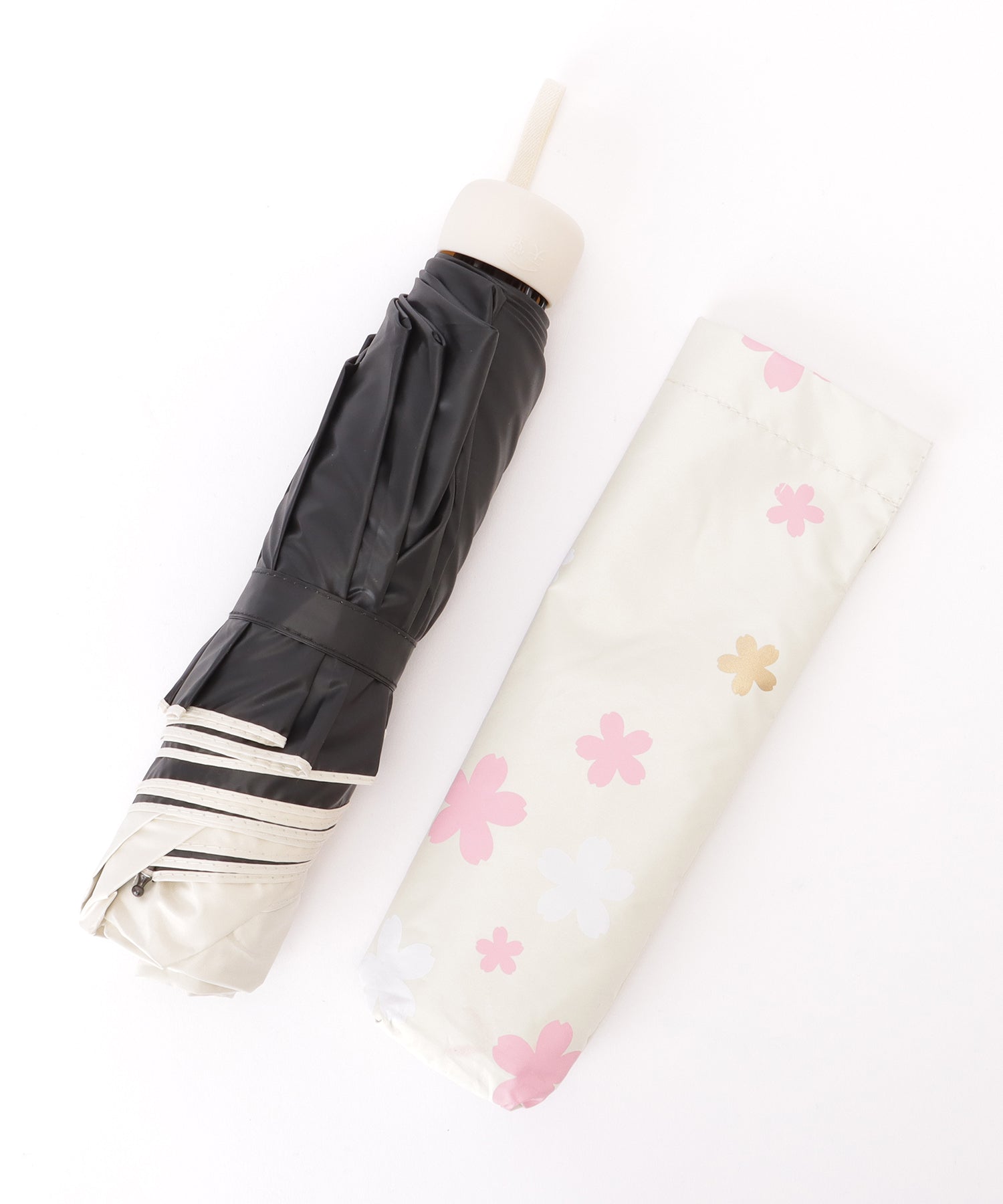 レースレディース Lace Ladies フラワー プリント 晴雨兼用 コンパクト 折りたたみ傘 （ベージュ） ベージュ