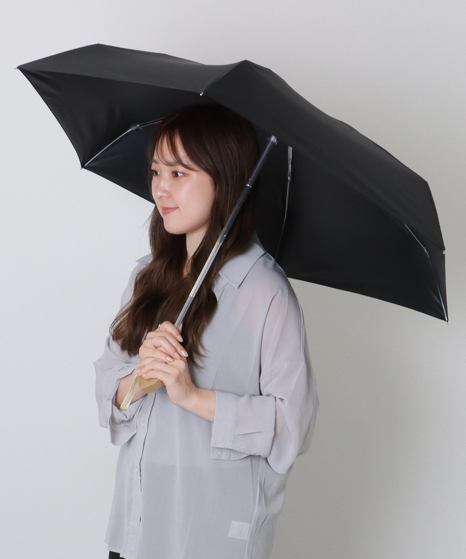 レースレディース Lace Ladies ソリッドカラー ハート ハンドル 晴雨兼用 折りたたみ傘 （ブルー） ブルー