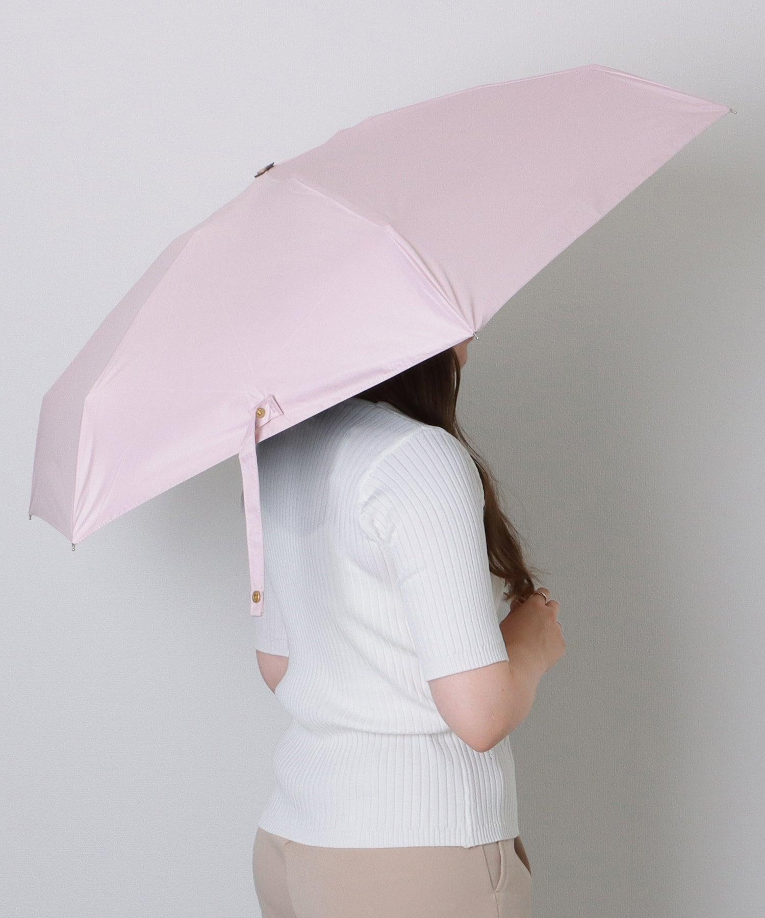 レースレディース Lace Ladies ソリッドカラー ハート ハンドル 晴雨兼用 折りたたみ傘 （ブルー） ブルー