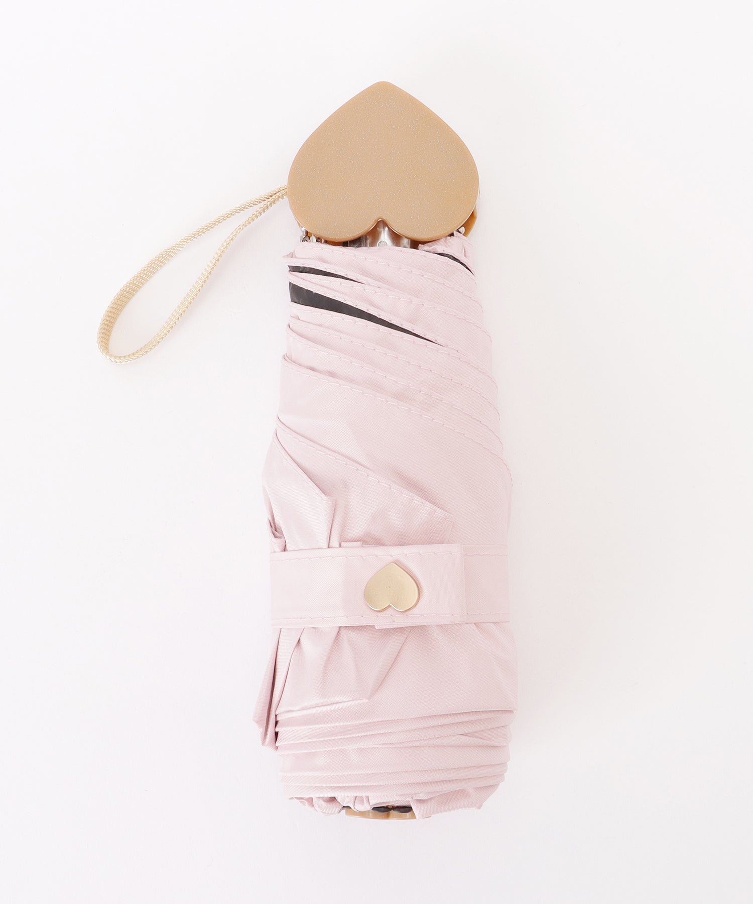 レースレディース Lace Ladies ソリッドカラー ハート ハンドル 晴雨兼用 折りたたみ傘 （ブルー） ブルー
