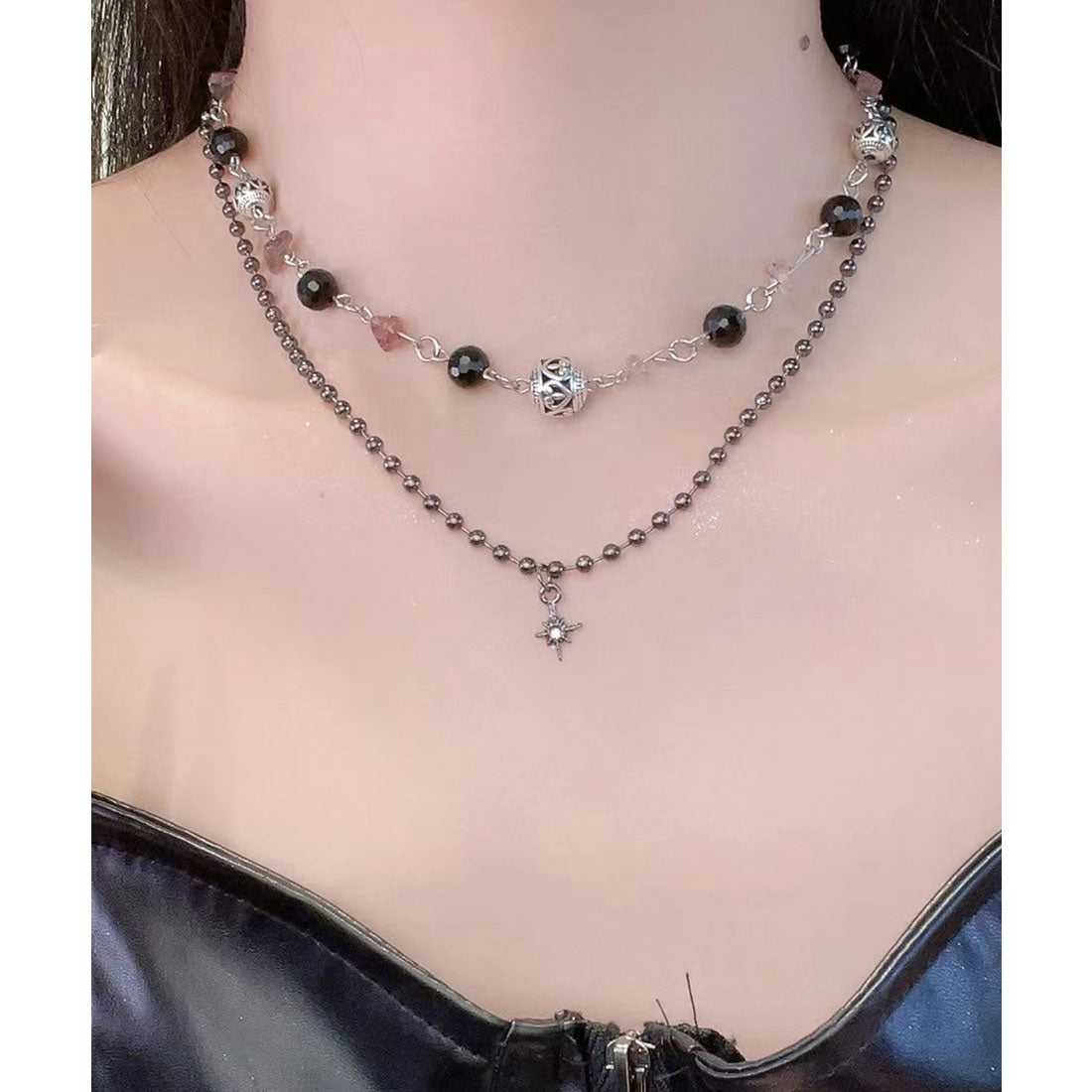 レースレディース Lace Ladies 【2点セット】 バラエティ ストーン ビーズ ネックレス （B） B