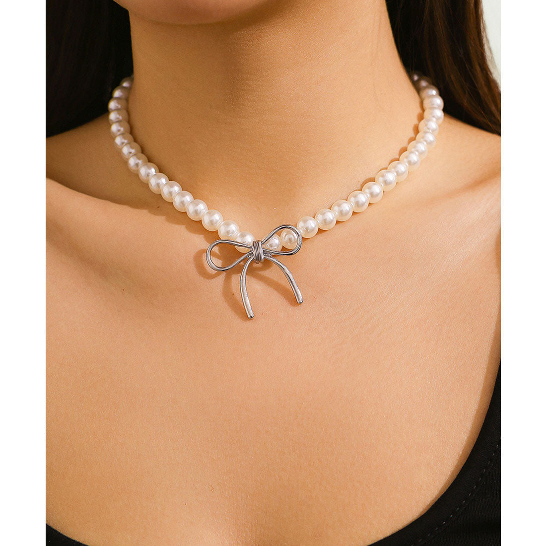 レースレディース Lace Ladies リボン モチーフ バラエティ デザイン ネックレス （C.シルバー） C.シルバー