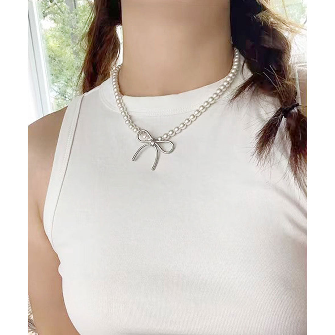 レースレディース Lace Ladies リボン モチーフ バラエティ デザイン ネックレス （C.シルバー） C.シルバー