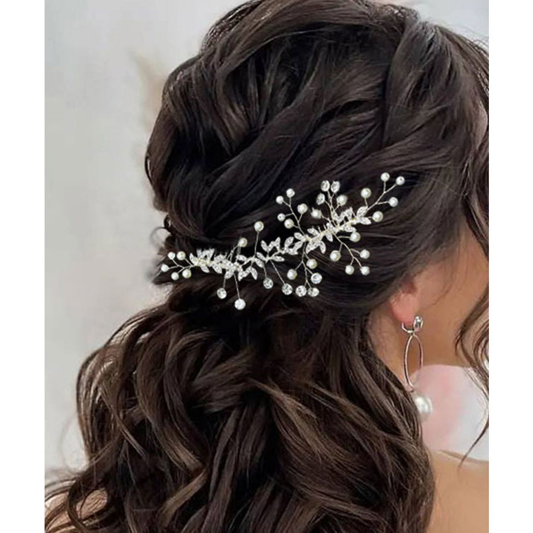 レースレディース Lace Ladies パール ビジュー ボタニカル ガーランド ヘアコーム （シルバー） シルバー