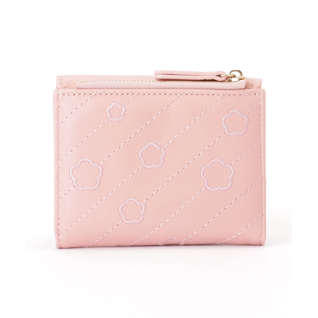 レースレディース Lace Ladies レザー調 フラワー デザイン 三つ折り 財布 （グレー） グレー